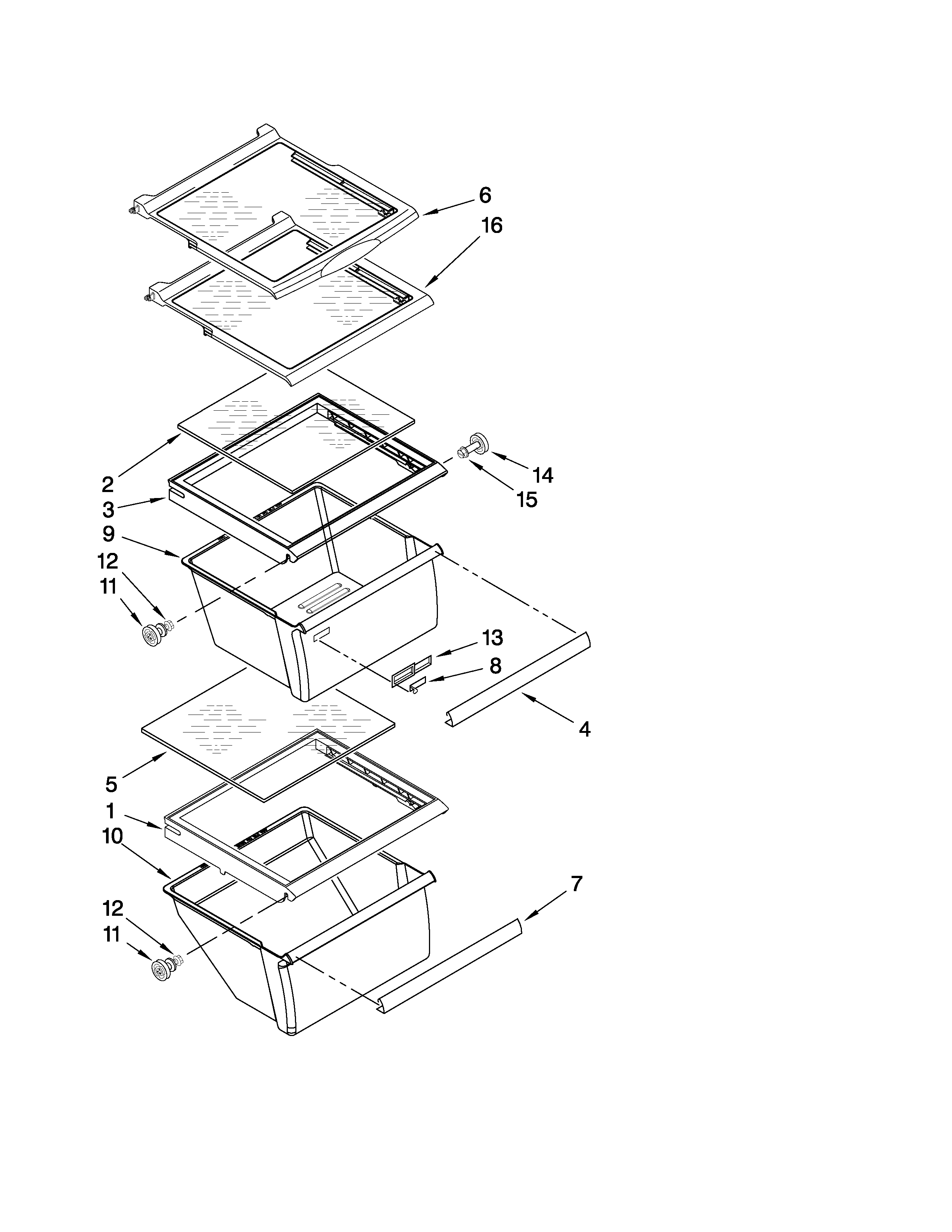 Whirlpool ED2NHGXTQ00 refrigerator shelf parts diagram