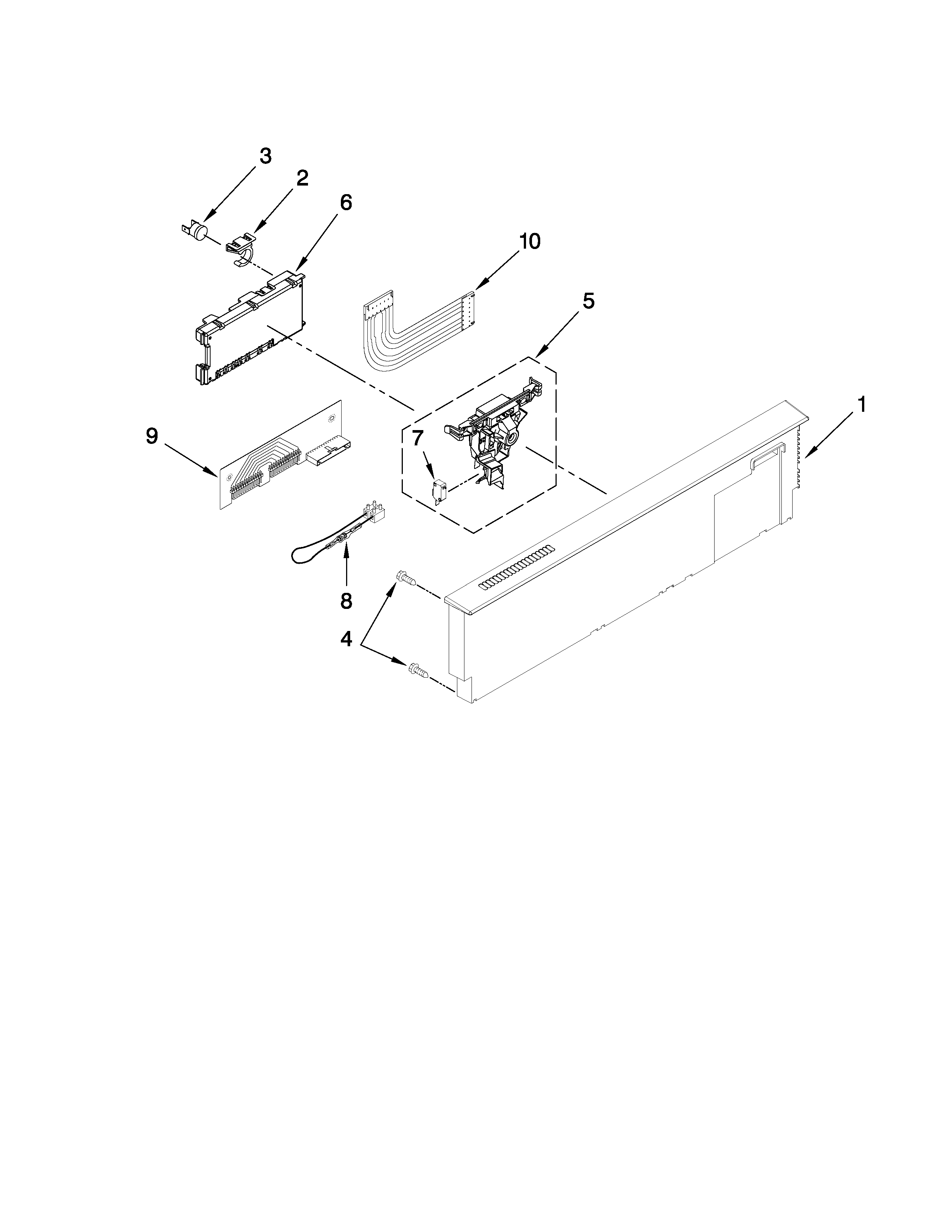 KitchenAid KUDE40CVBL0 control panel parts diagram