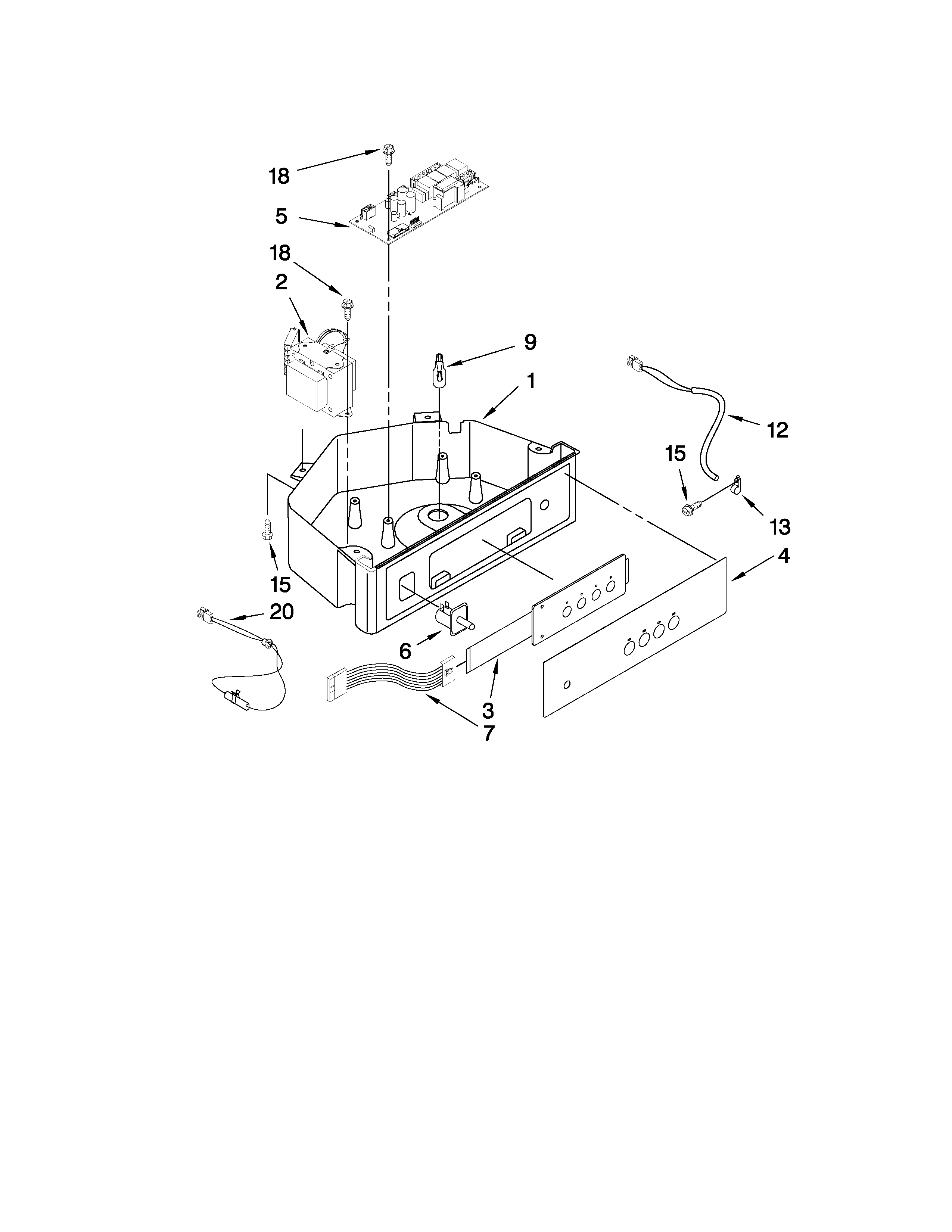 Whirlpool GI15NFLTB3 control panel parts diagram