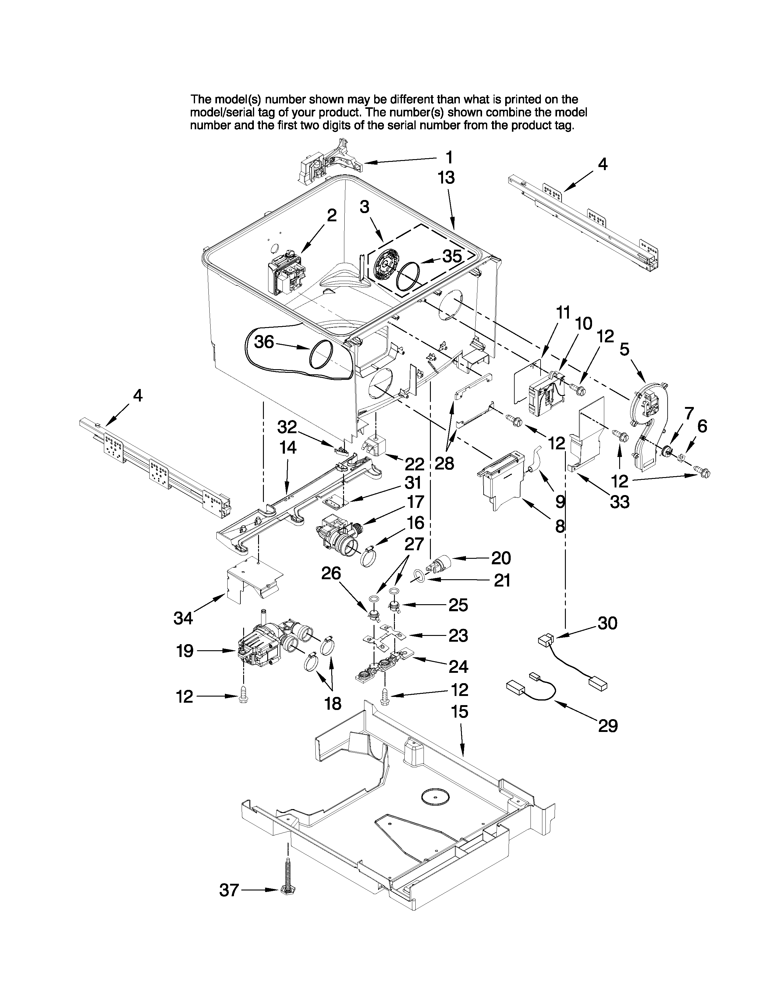 KitchenAid KUDD03STBL2 tub parts diagram