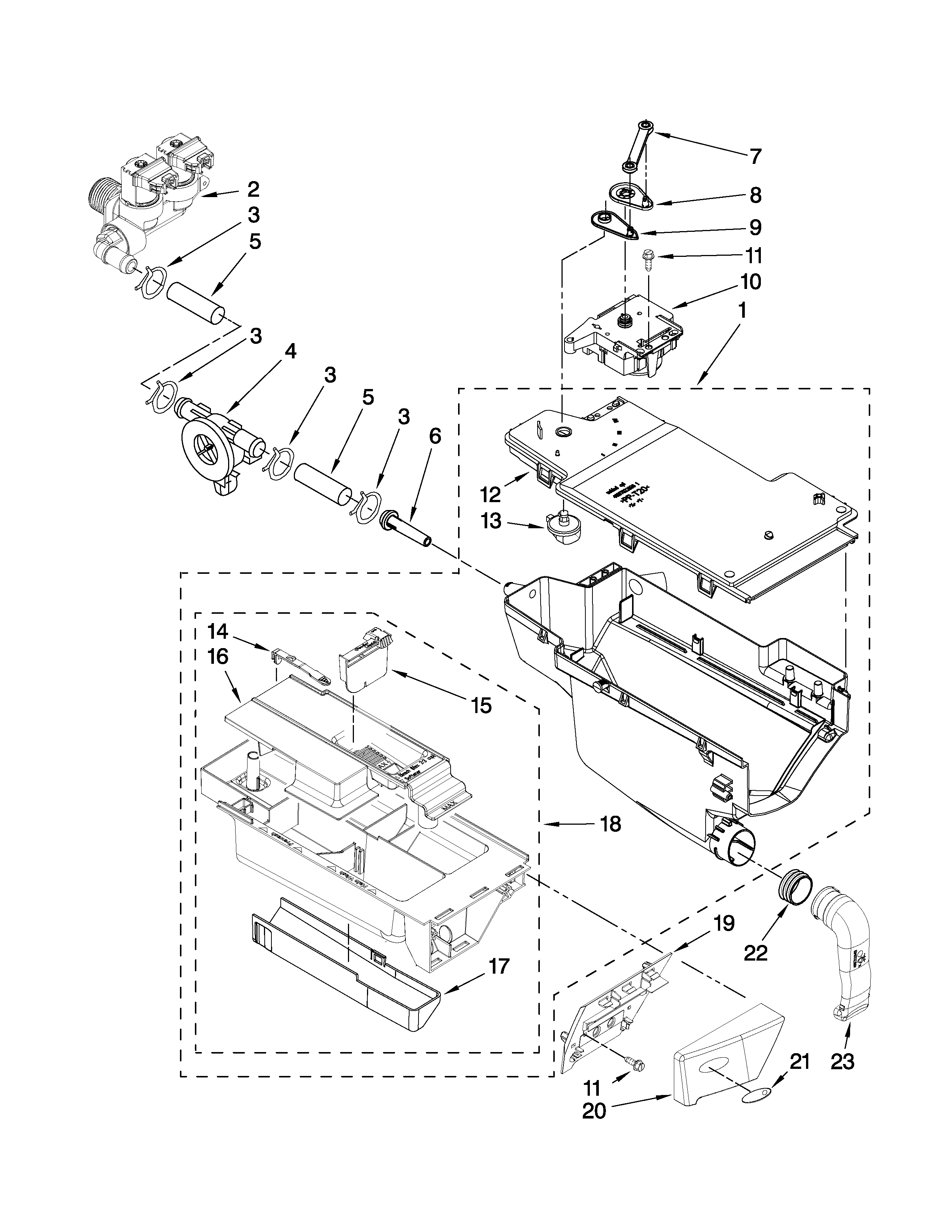 Whirlpool WFW9400SW04 dispenser parts diagram