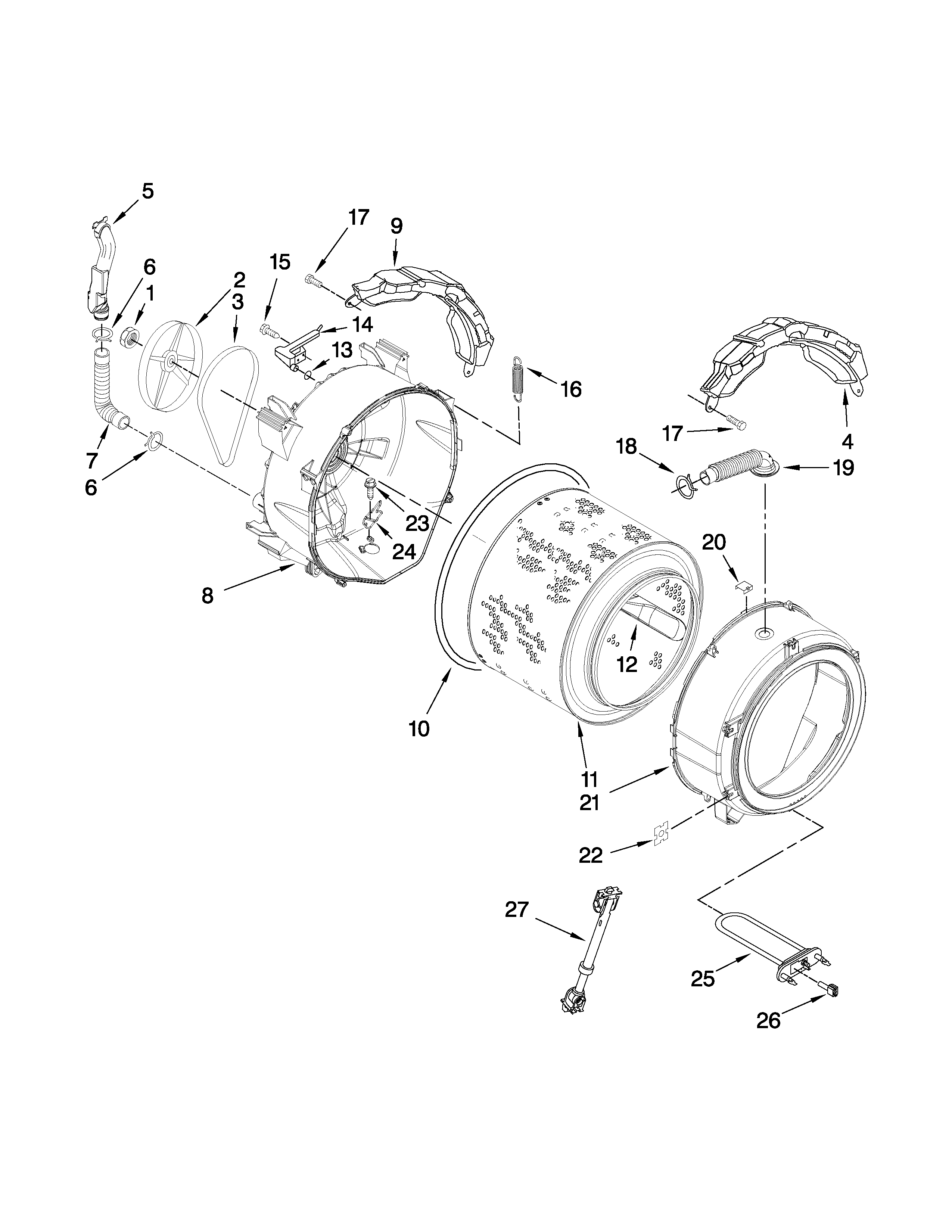 Whirlpool WFW9400SW04 tub and basket parts diagram