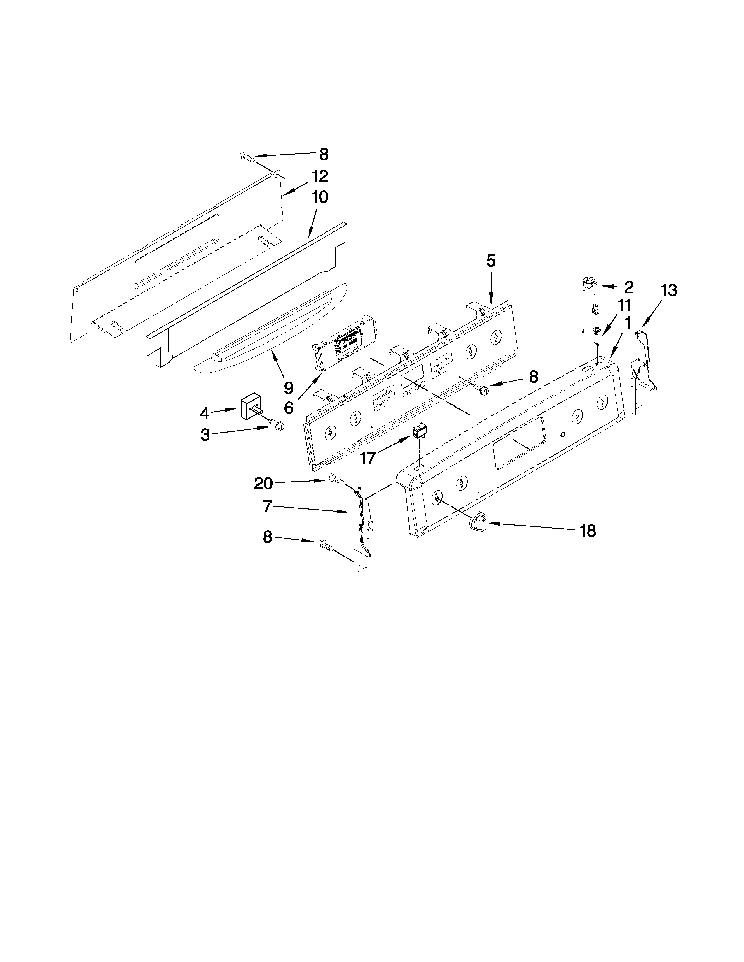 Maytag YMER8875WS0 control panel parts diagram