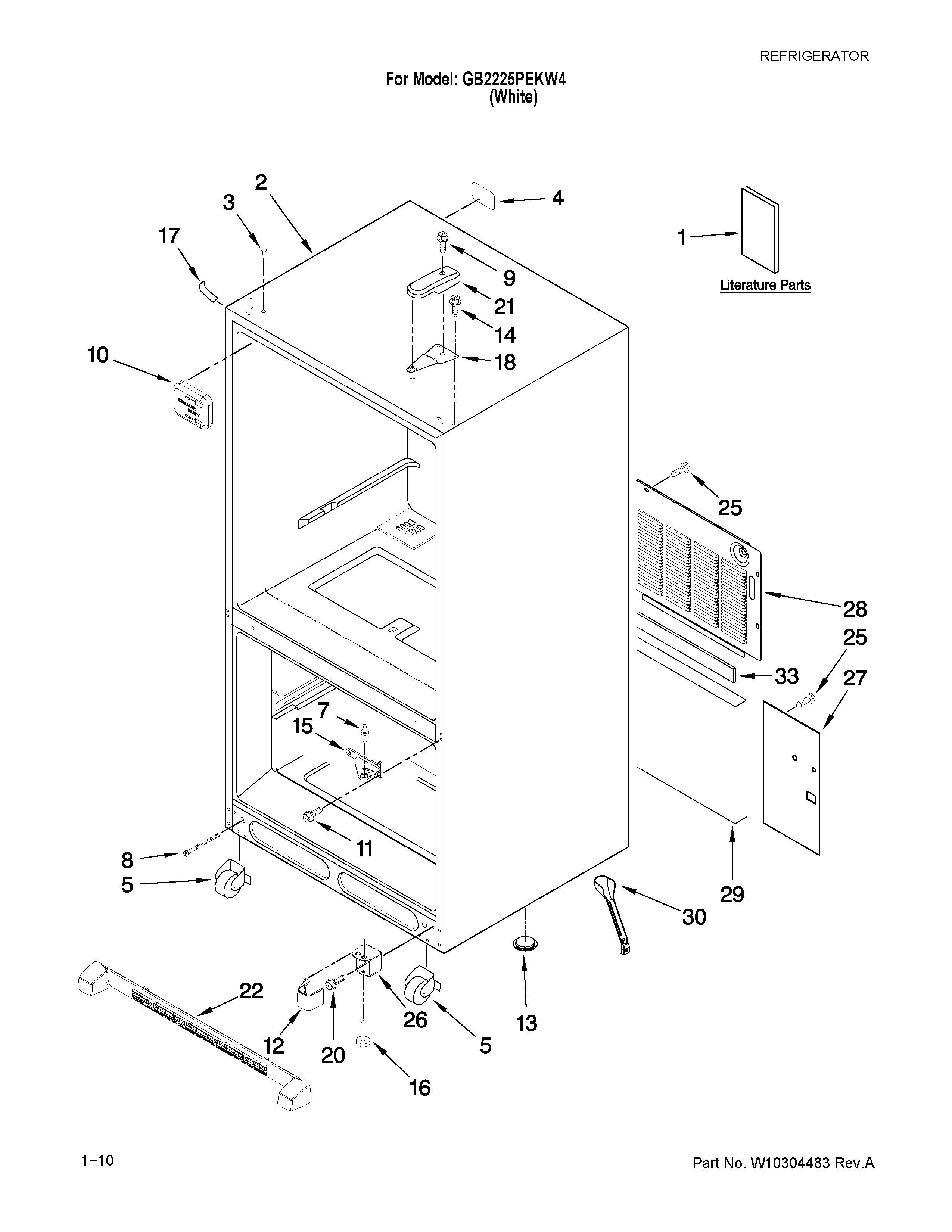Amana GB2225PEKW4 cabinet parts diagram