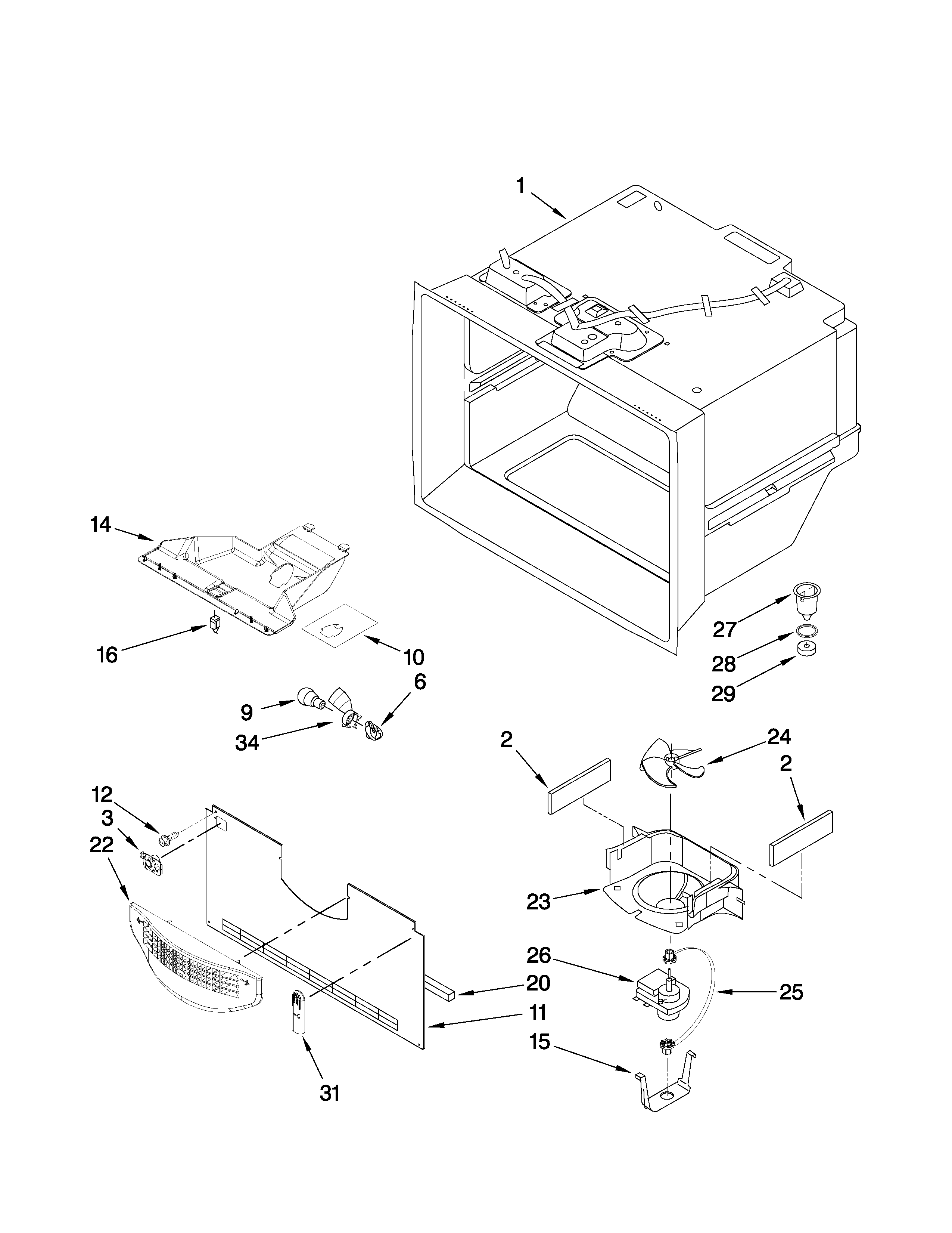 Amana GB2225PEKW4 freezer liner parts diagram
