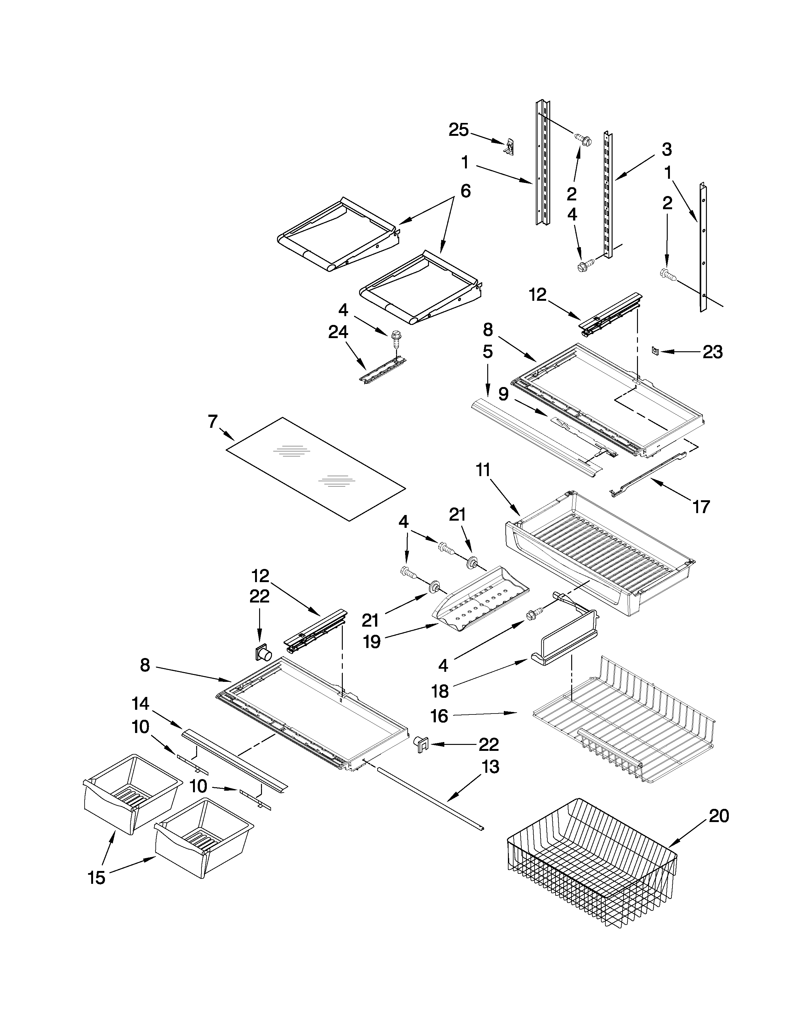 Amana GB2225PEKW4 shelf parts diagram