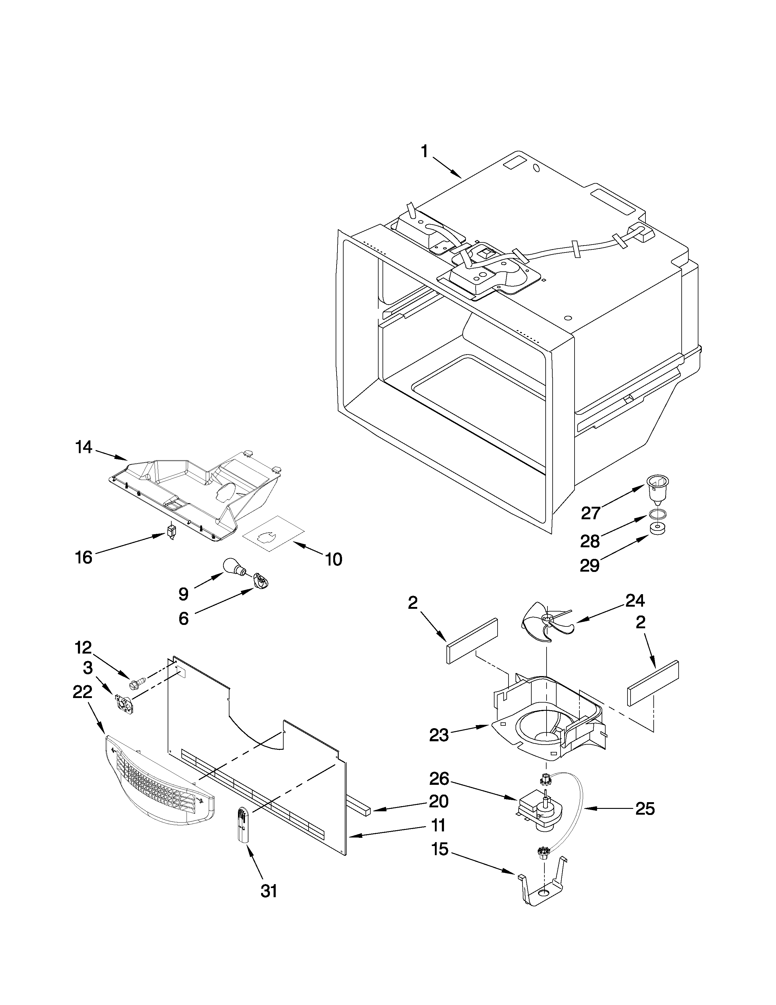 Maytag GB6525PEAS3 freezer liner parts diagram