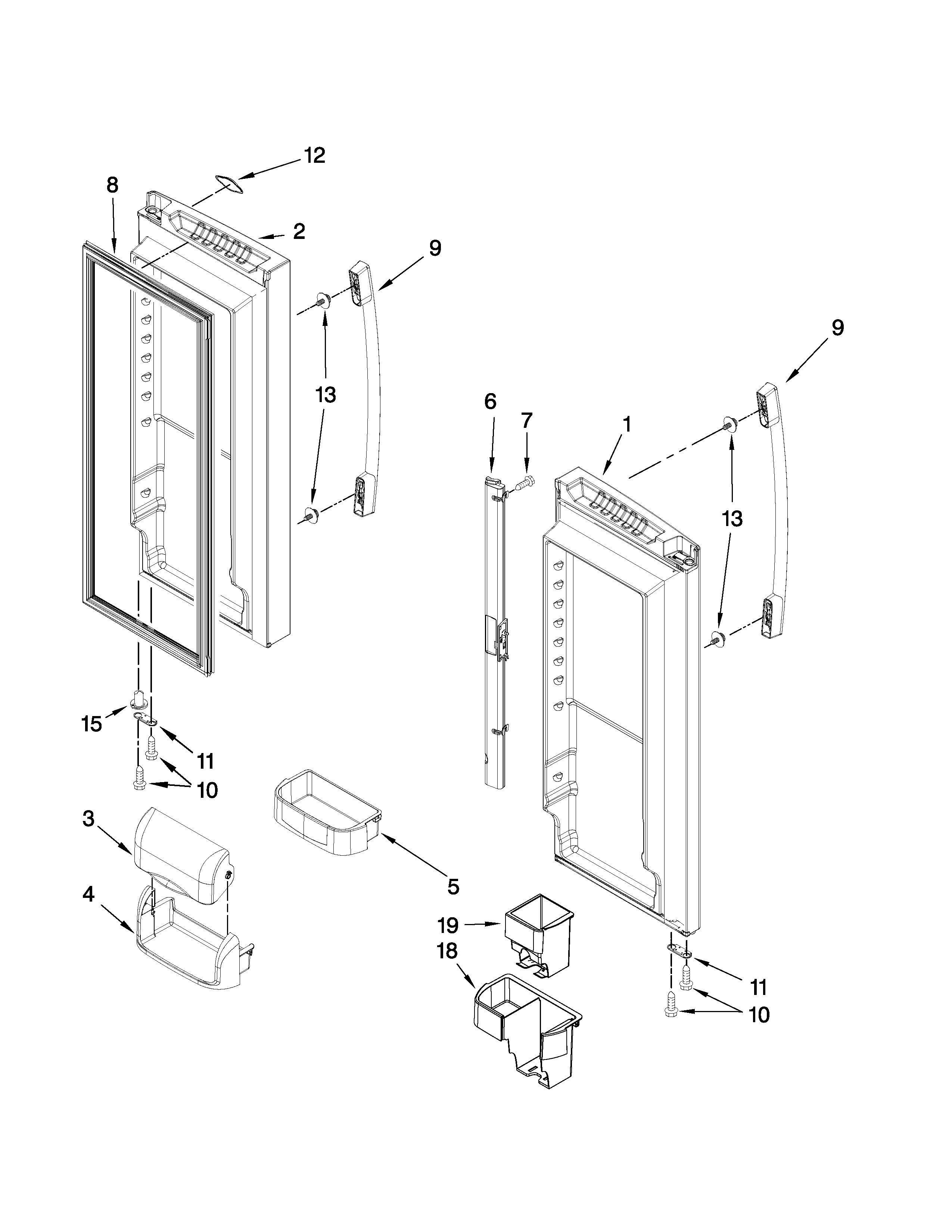 Whirlpool GX5FHTXVB03 refrigerator door parts diagram