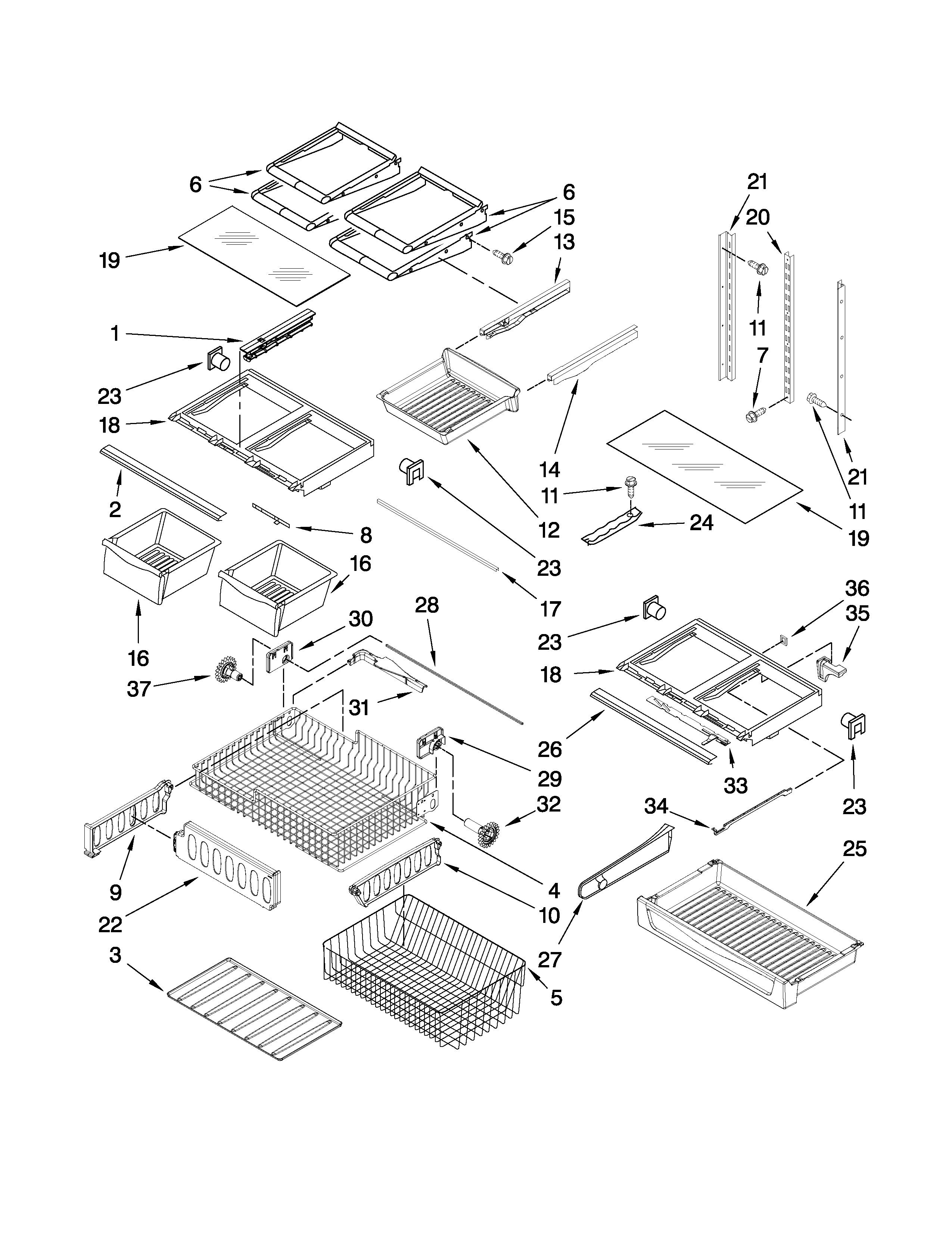 Whirlpool GX5FHTXVB03 shelf parts diagram