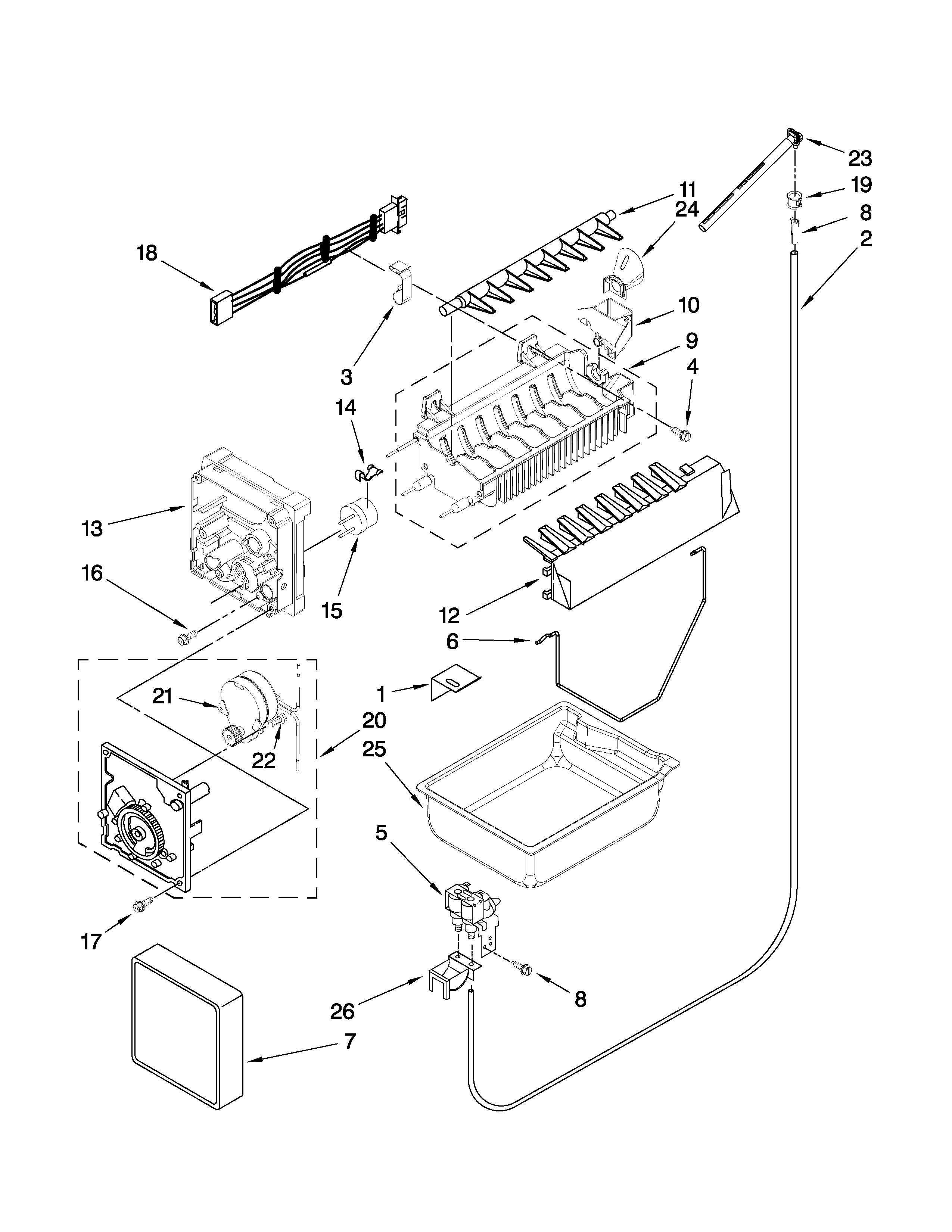 Whirlpool GX5FHTXVB03 icemaker parts diagram