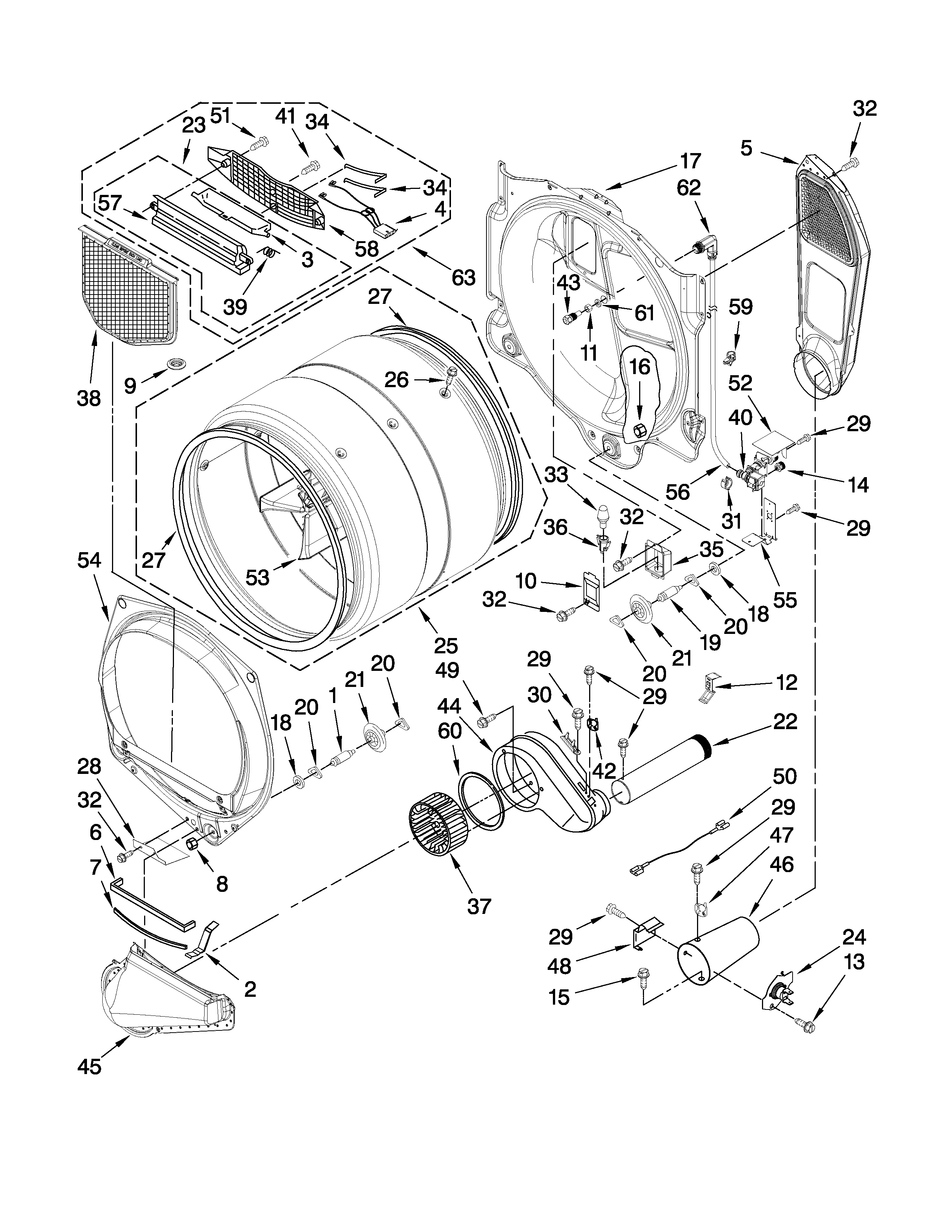 Whirlpool WGD9470WW1 bulkhead parts diagram