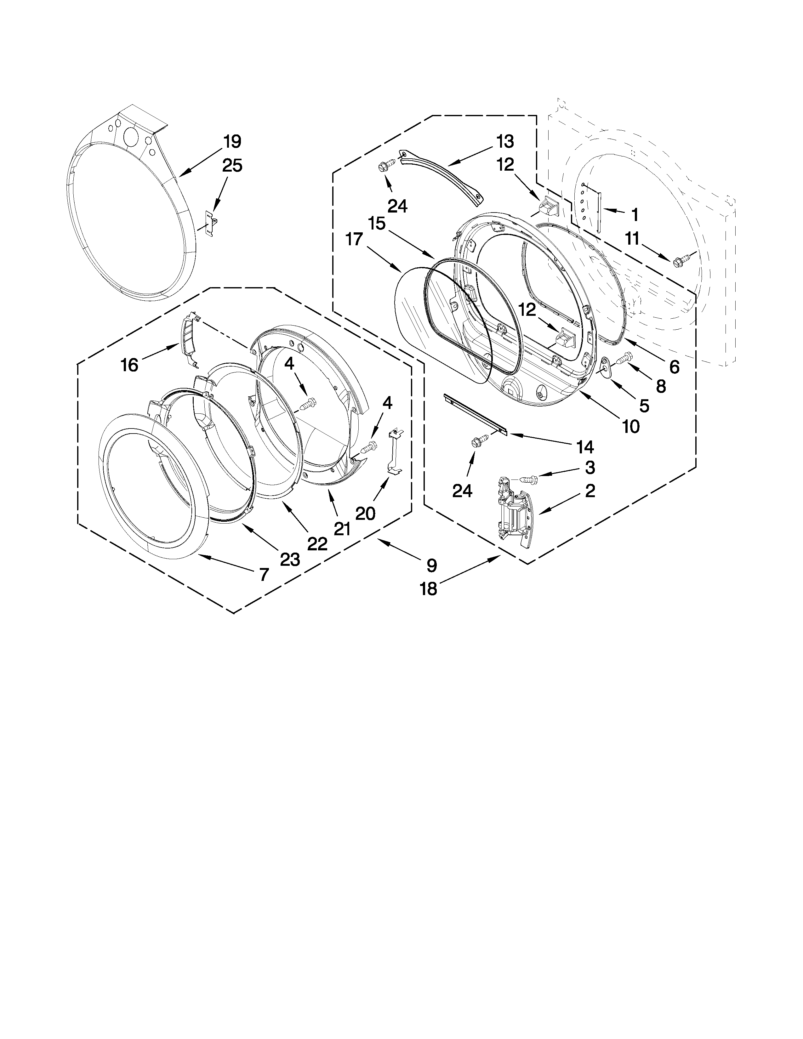 Whirlpool WGD9470WW1 door parts diagram