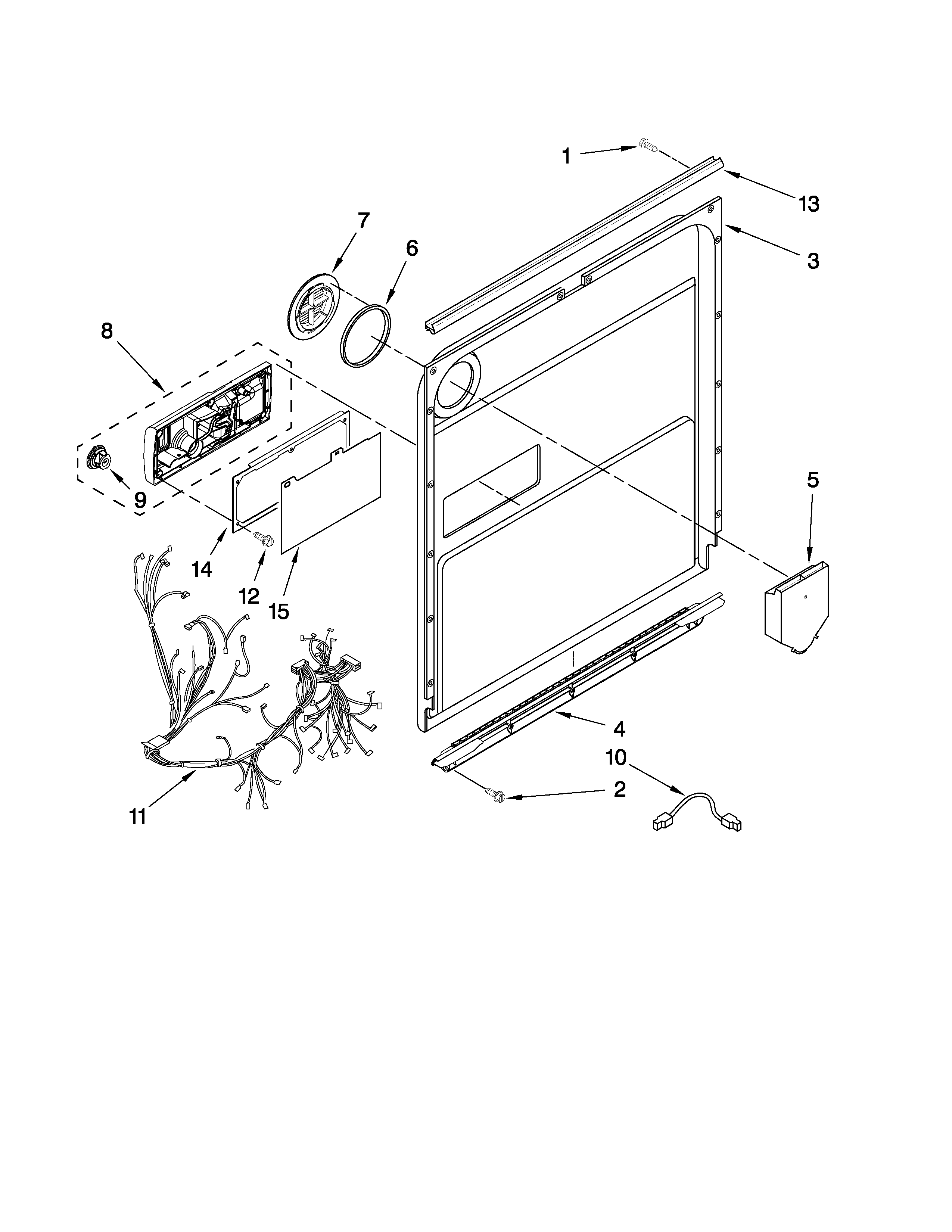 KitchenAid KUDE40CVWH1 door and latch parts diagram
