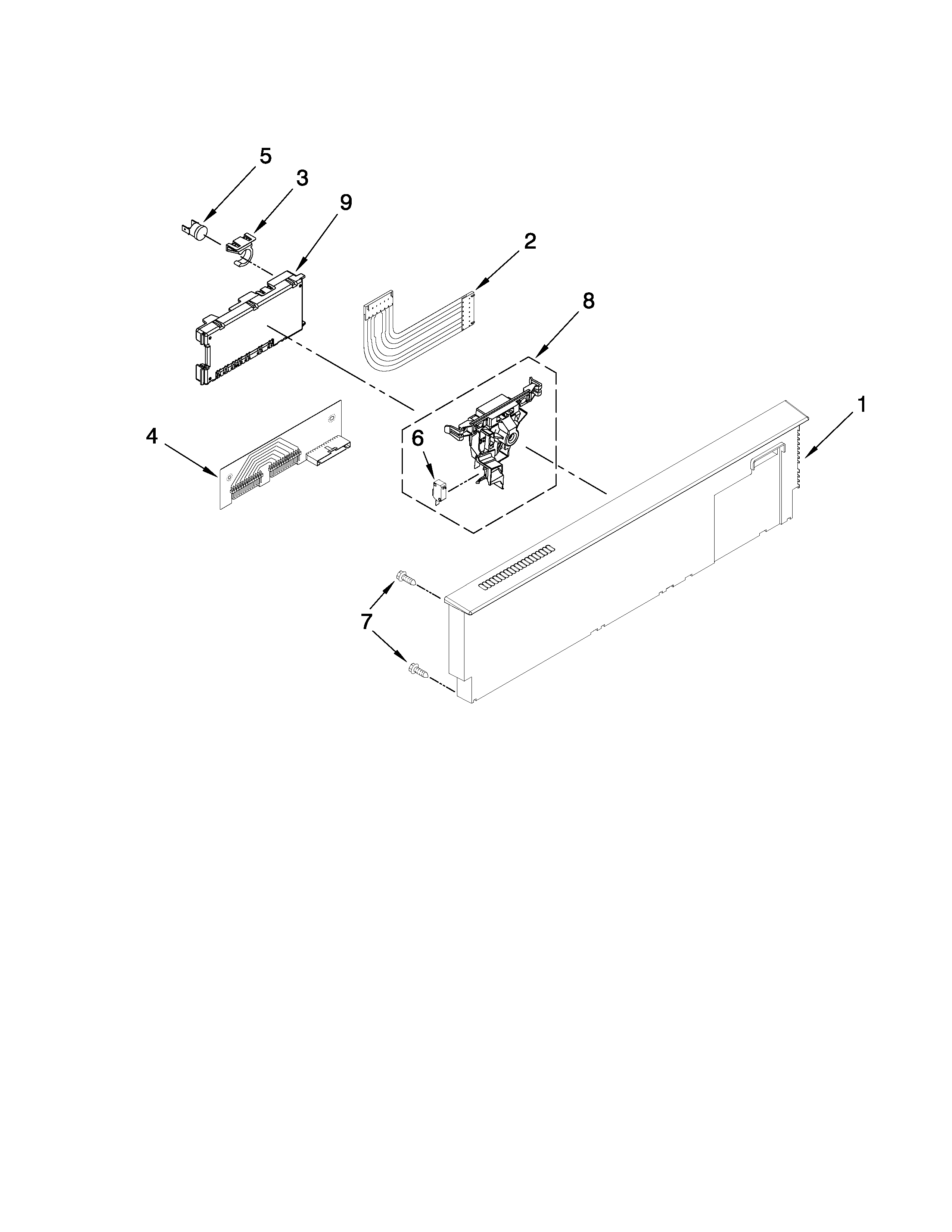 KitchenAid KUDL40CVWH3 control panel parts diagram
