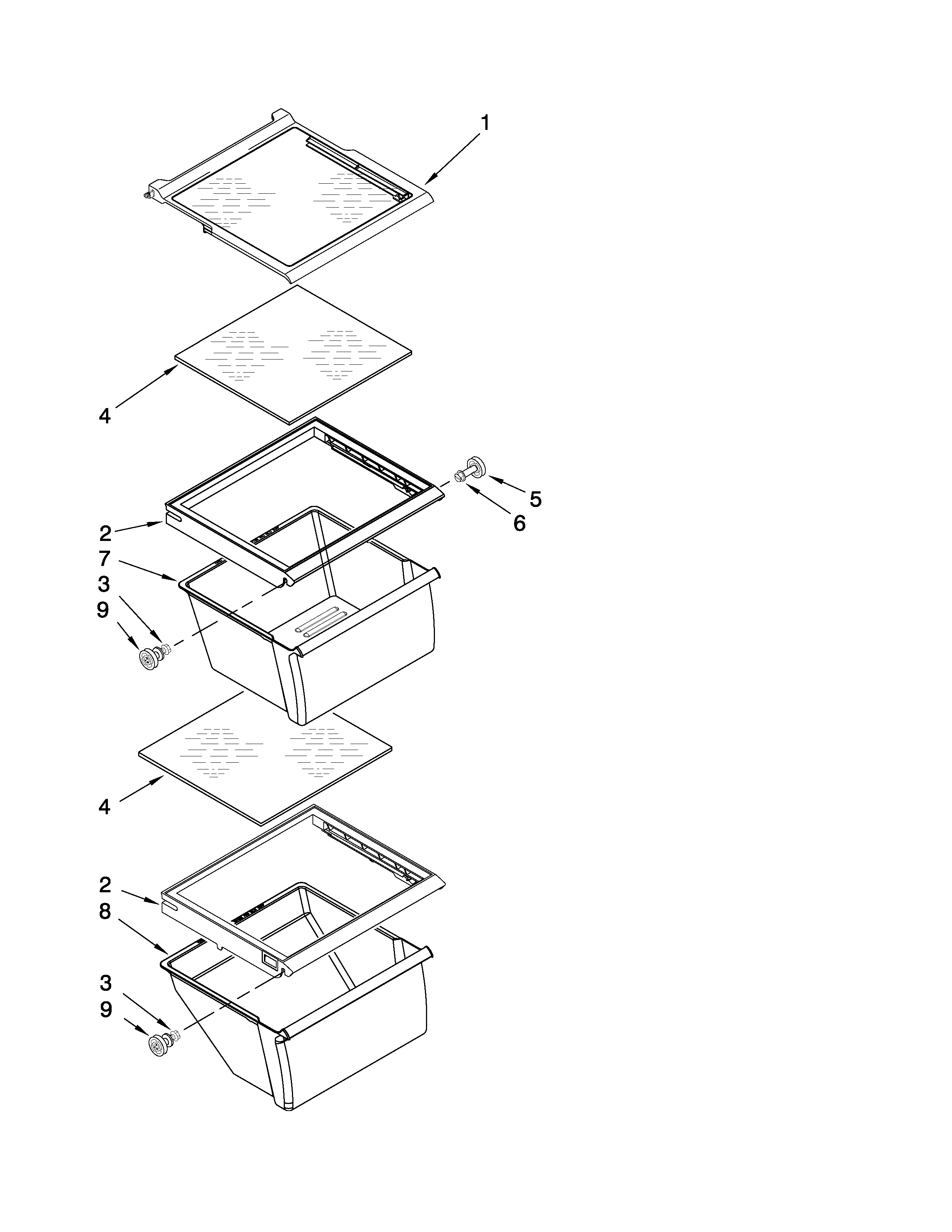 Whirlpool ED5JHEXWB00 refrigerator shelf parts diagram