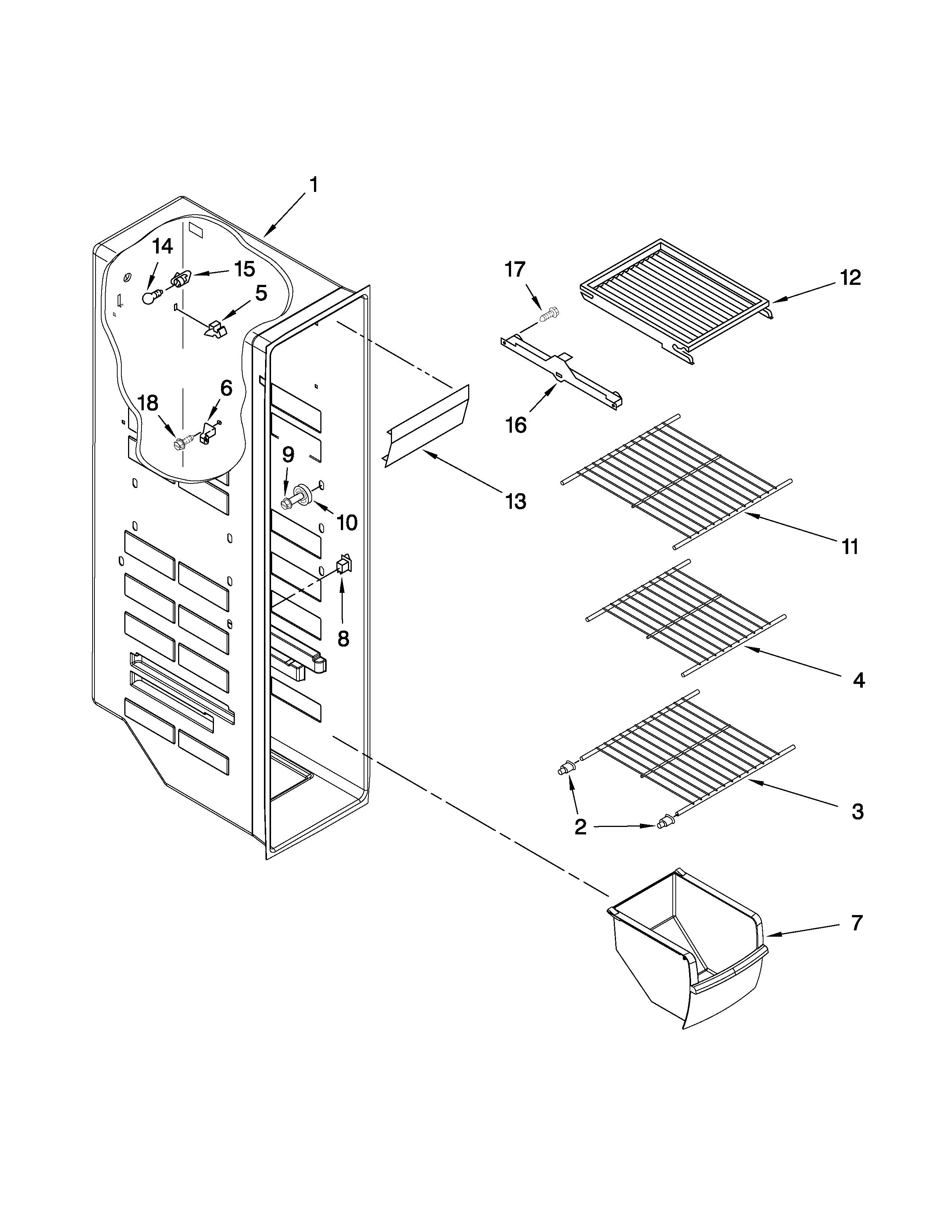 Whirlpool ED5JHEXWB00 freezer liner parts diagram