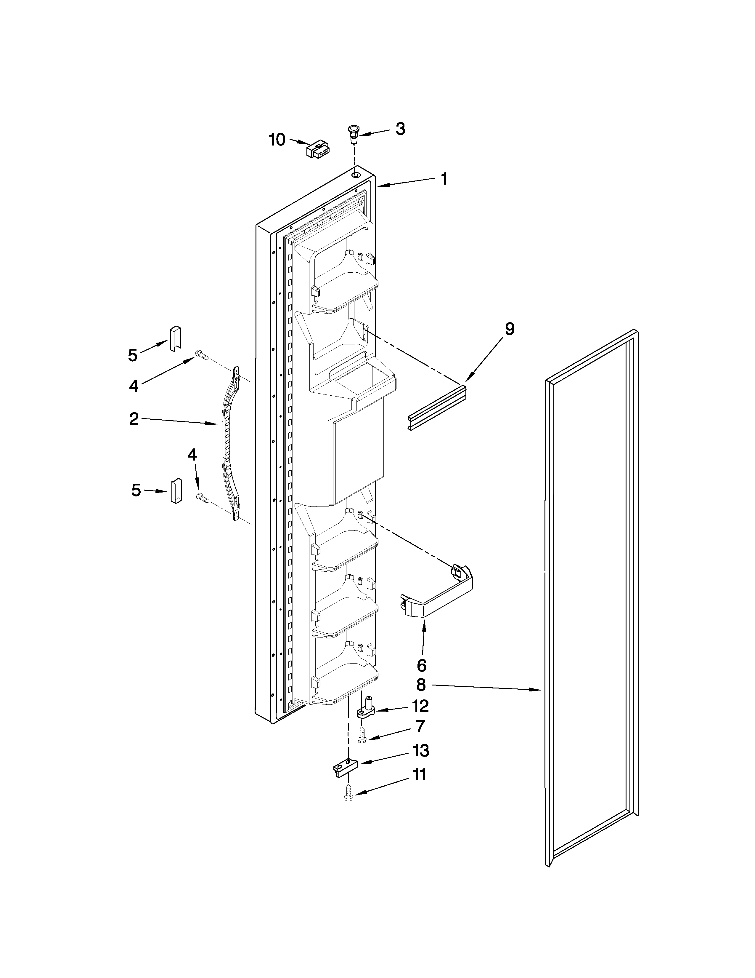 Whirlpool ED5JHEXWB00 freezer door parts diagram