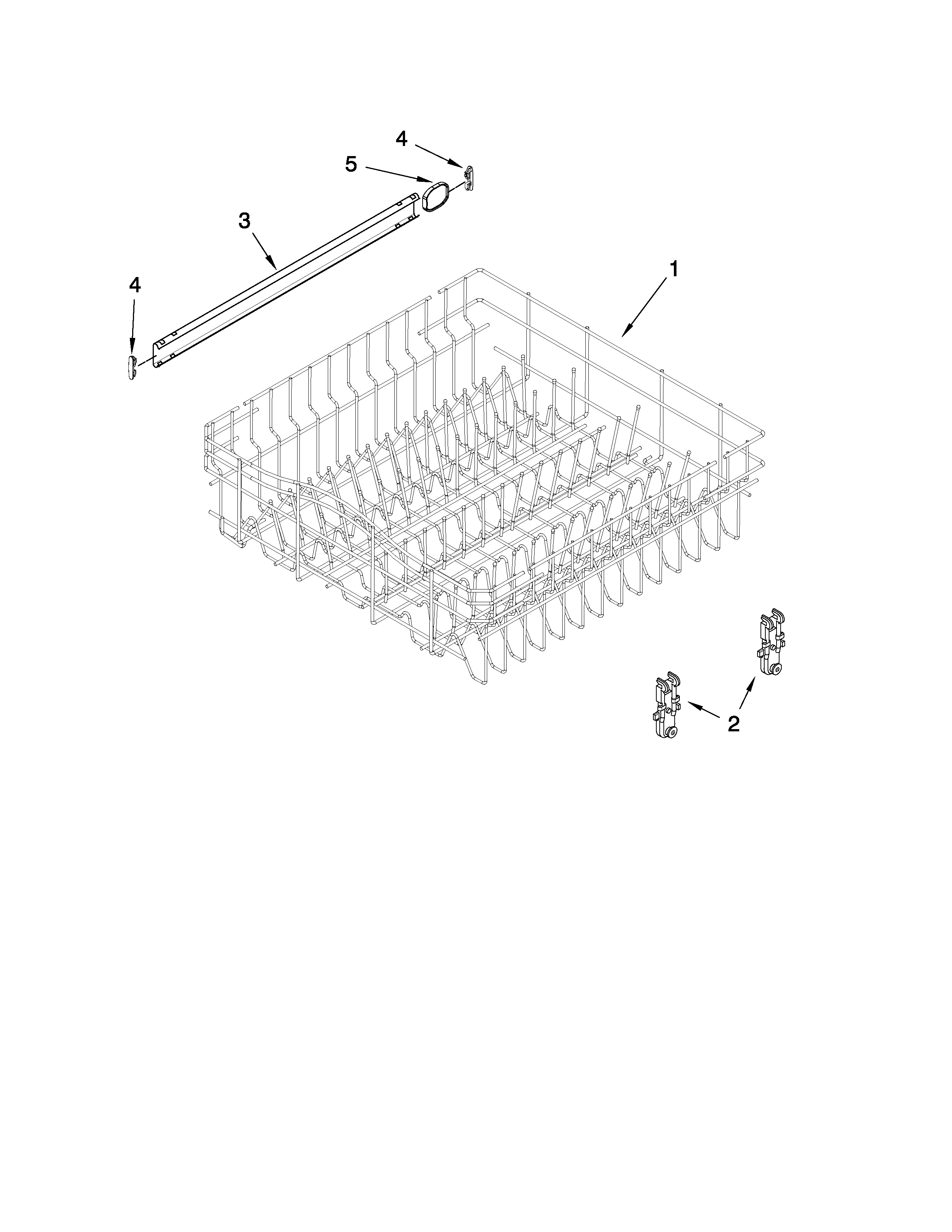 Ikea IUD8000WQ1 upper rack and track parts diagram