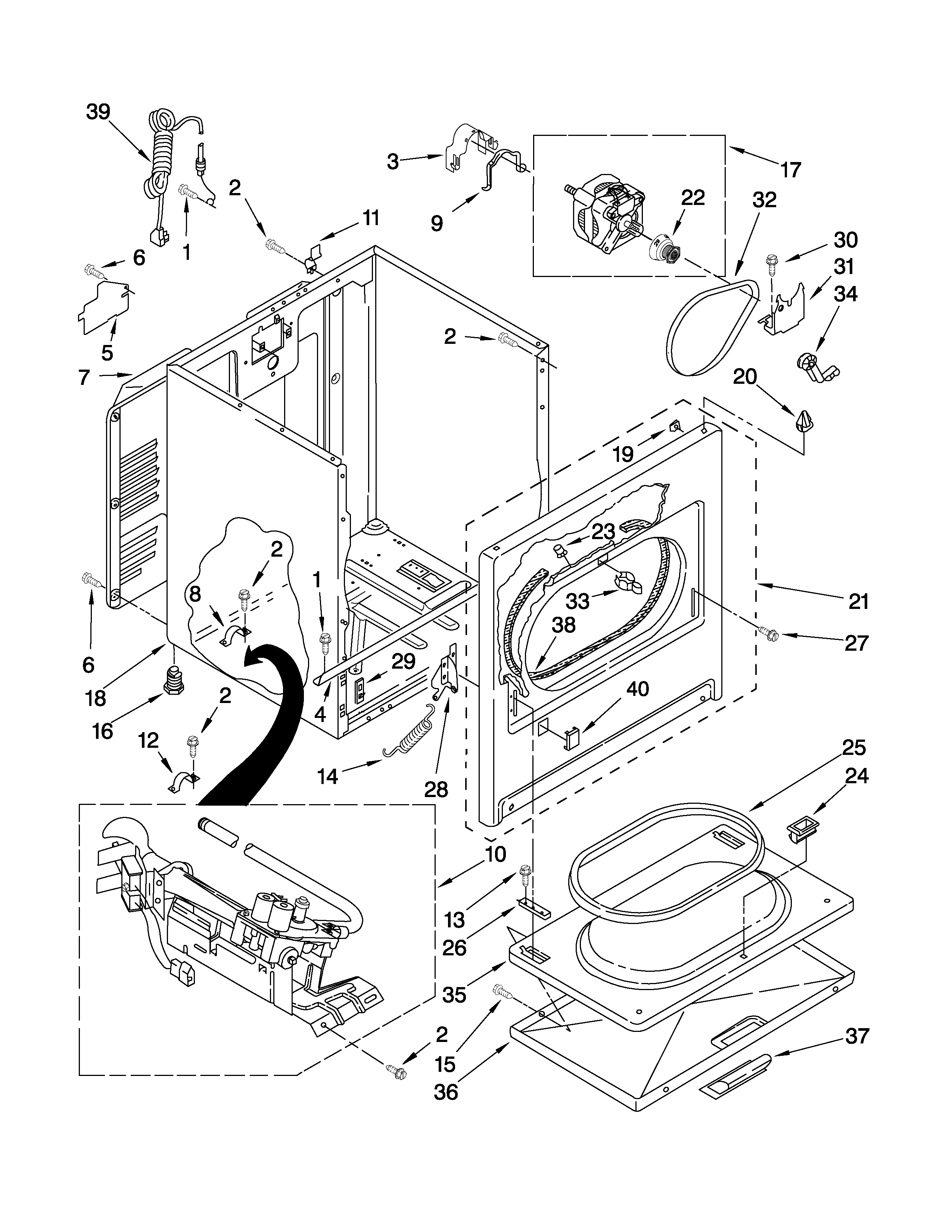 Whirlpool 7MWG66007XQ0 cabinet parts diagram