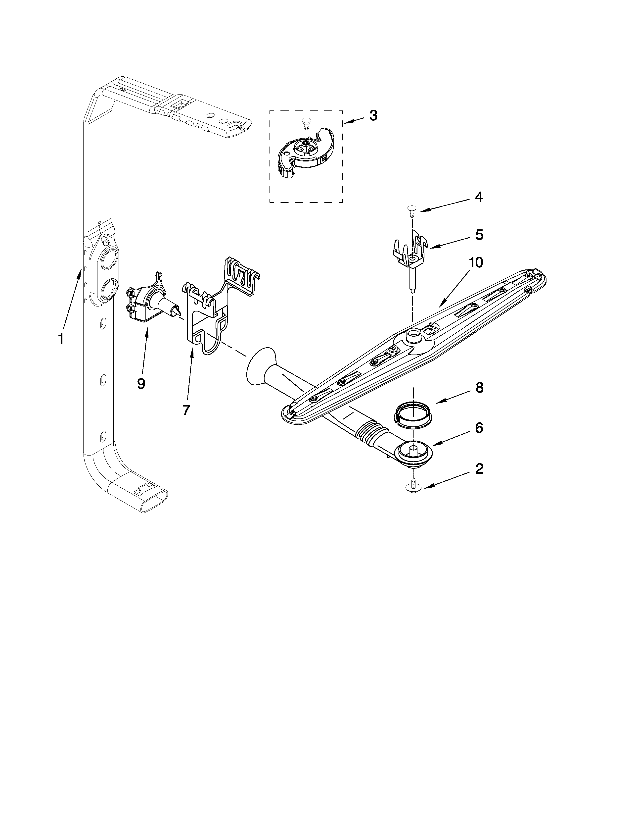 Ikea IUD9750WS2 upper wash and rinse parts diagram