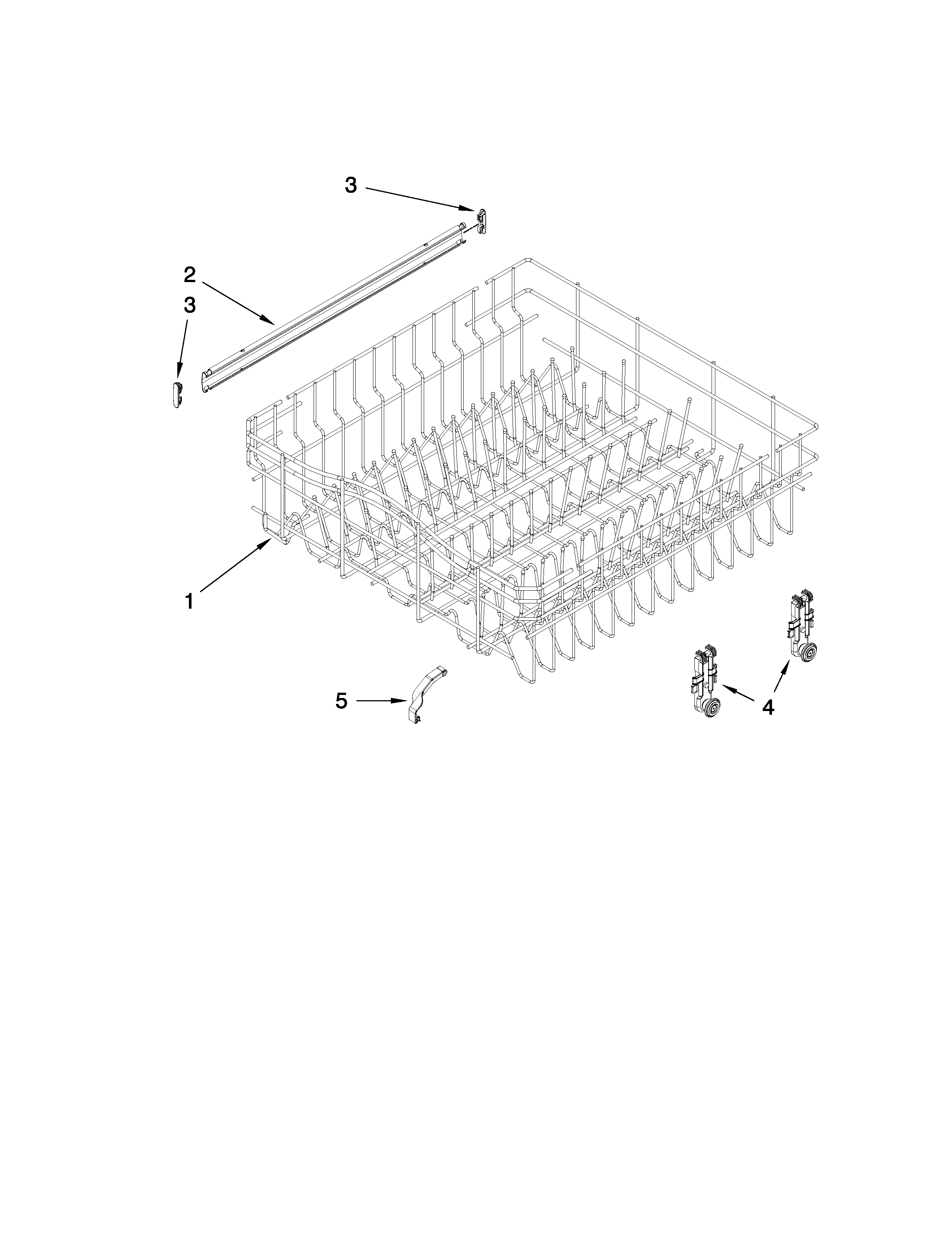 Ikea IUD9750WS2 upper rack and track parts diagram