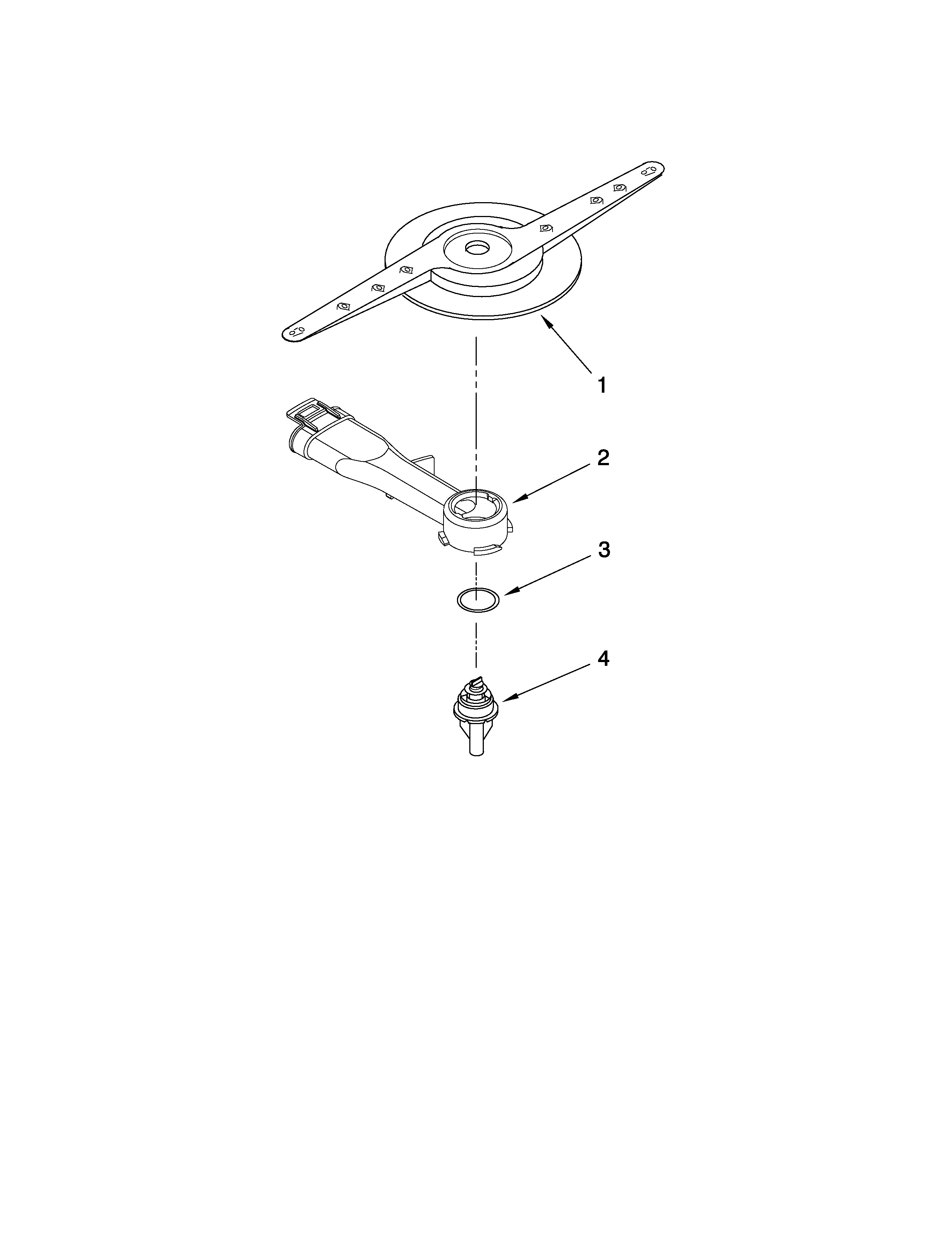 Ikea IUD9750WS2 lower washarm and strainer parts diagram