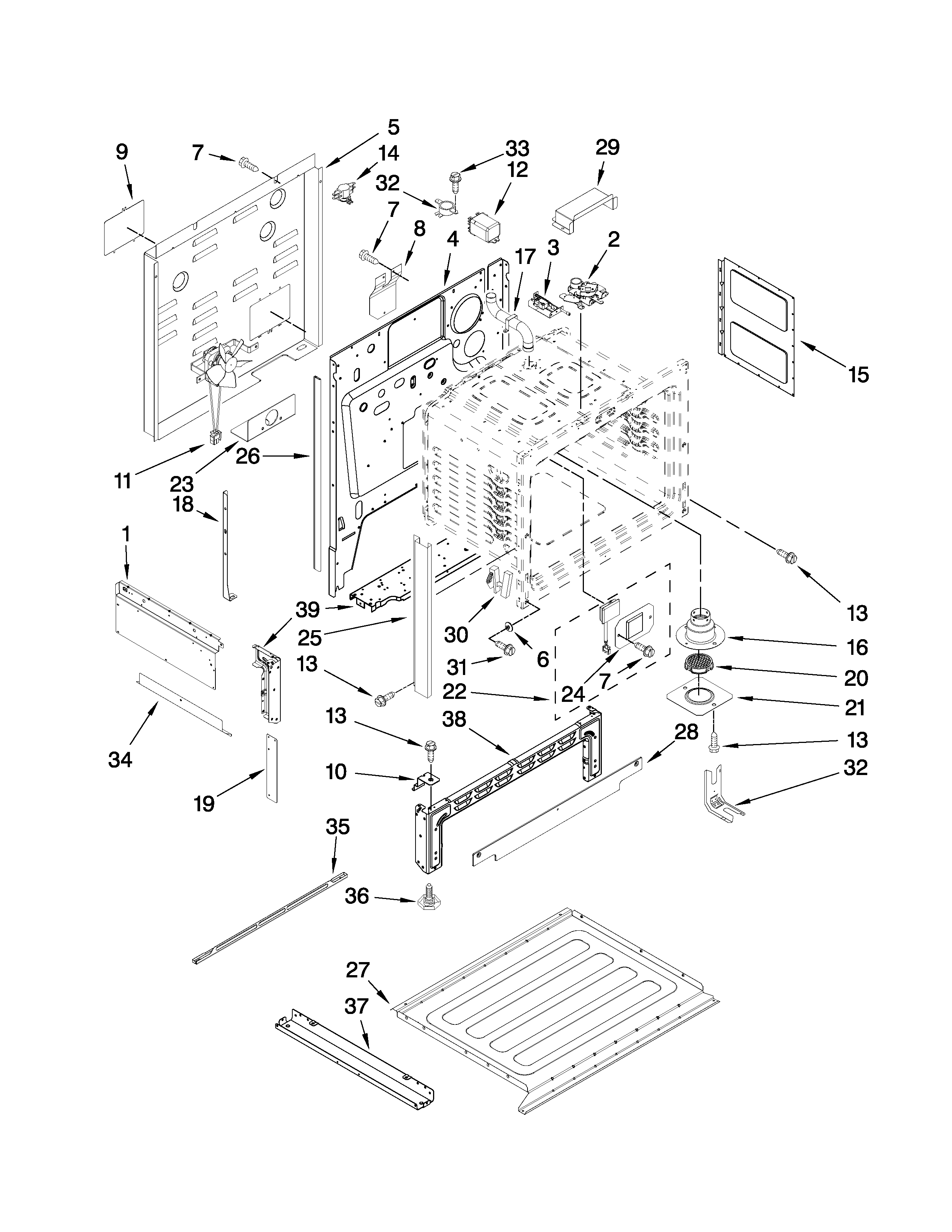 Jenn-Air JES9900CCB00 chassis parts diagram