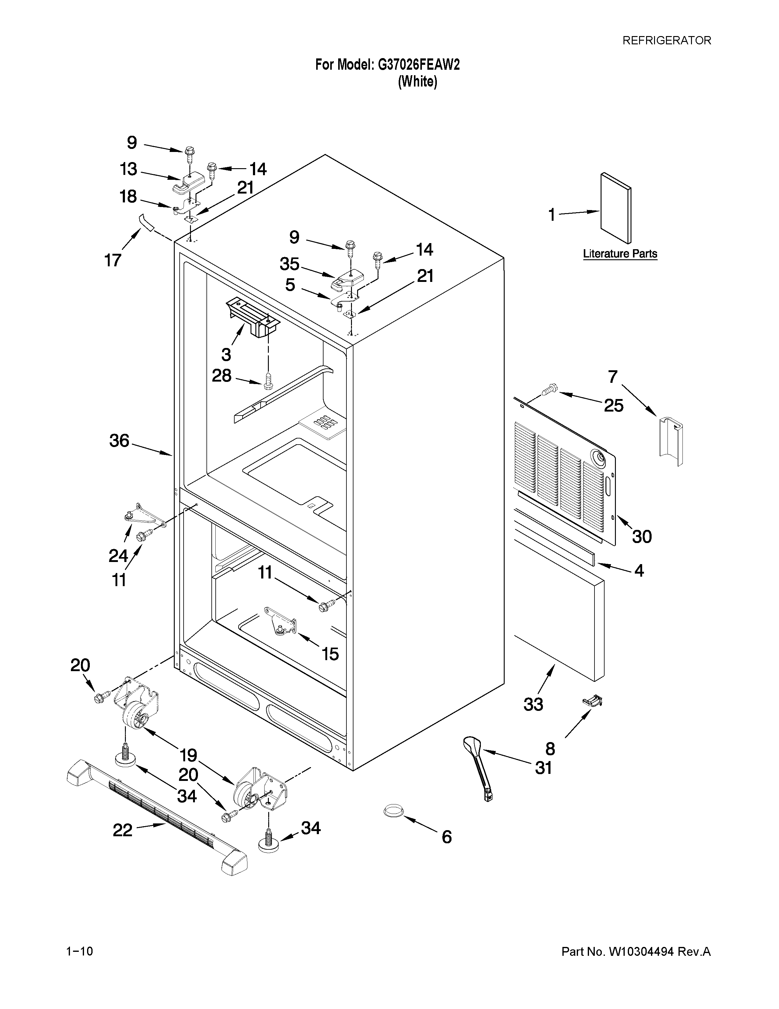 Maytag G37026FEAW2 cabinet parts diagram