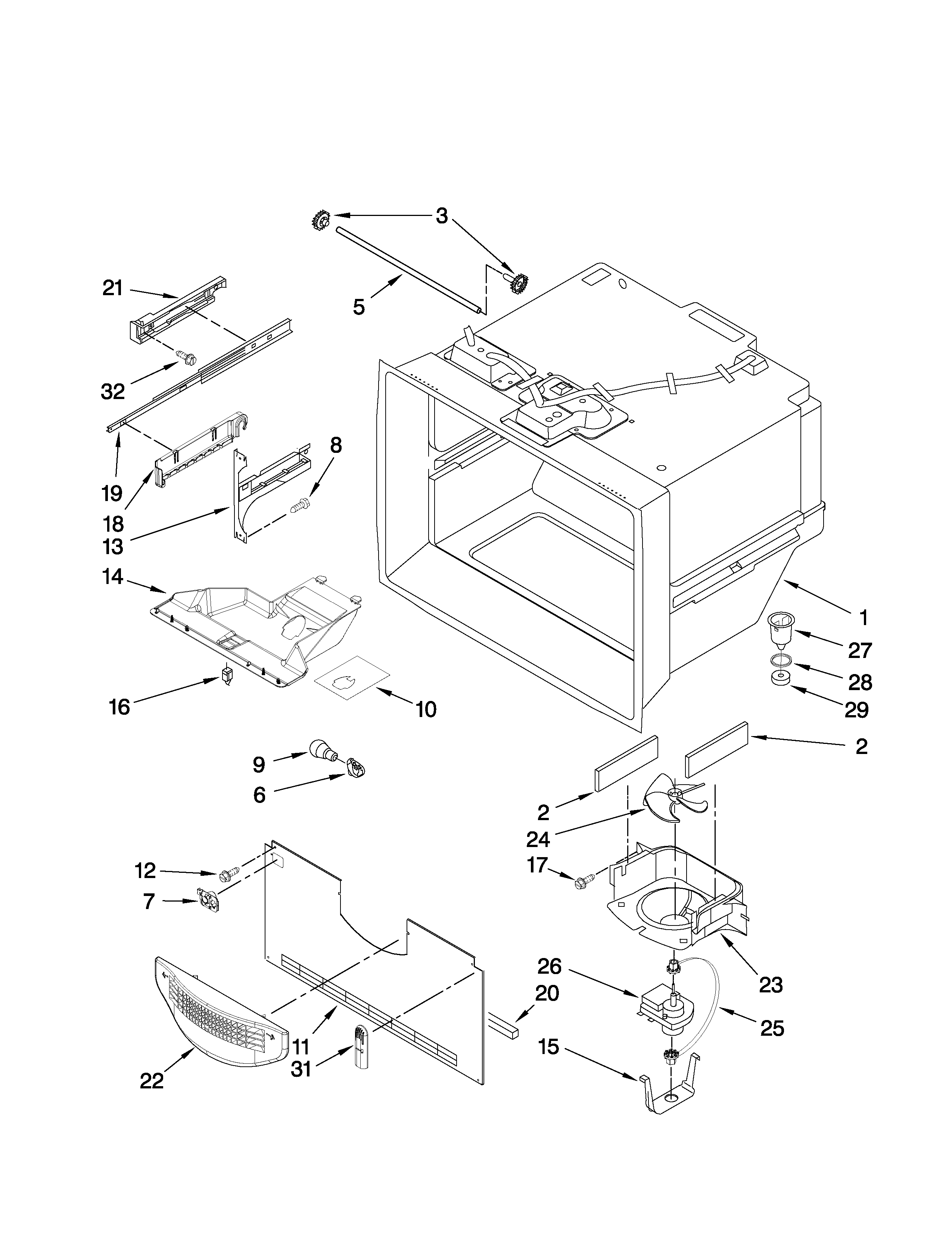 Maytag G37026FEAW2 freezer liner parts diagram