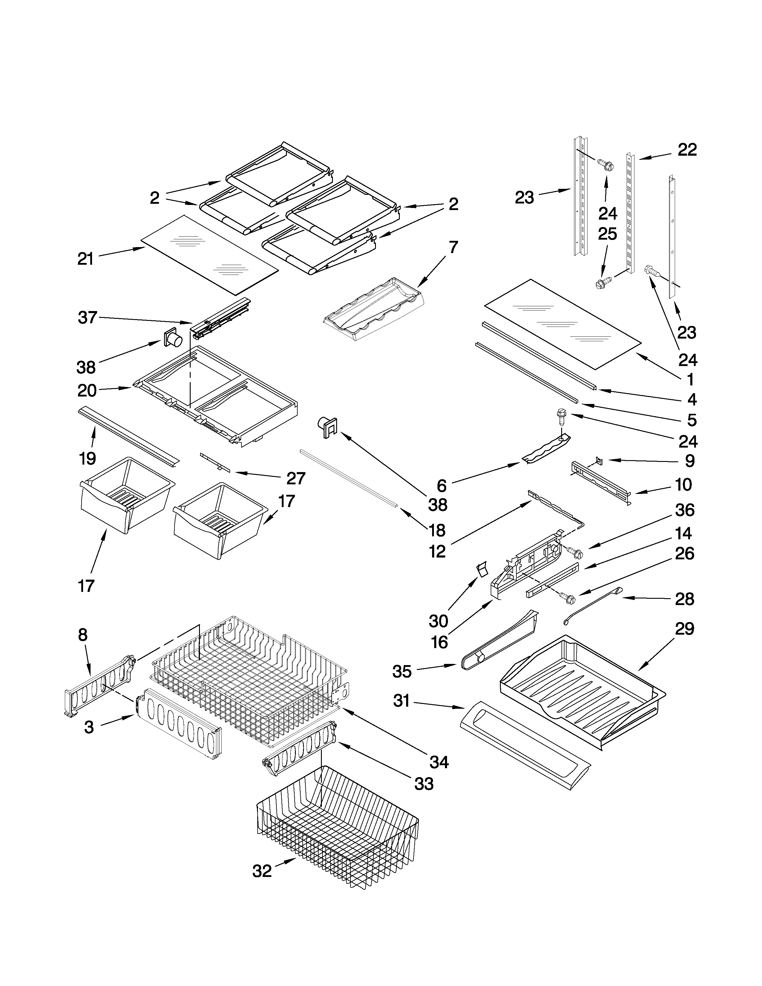 Maytag G37026FEAW2 shelf parts diagram