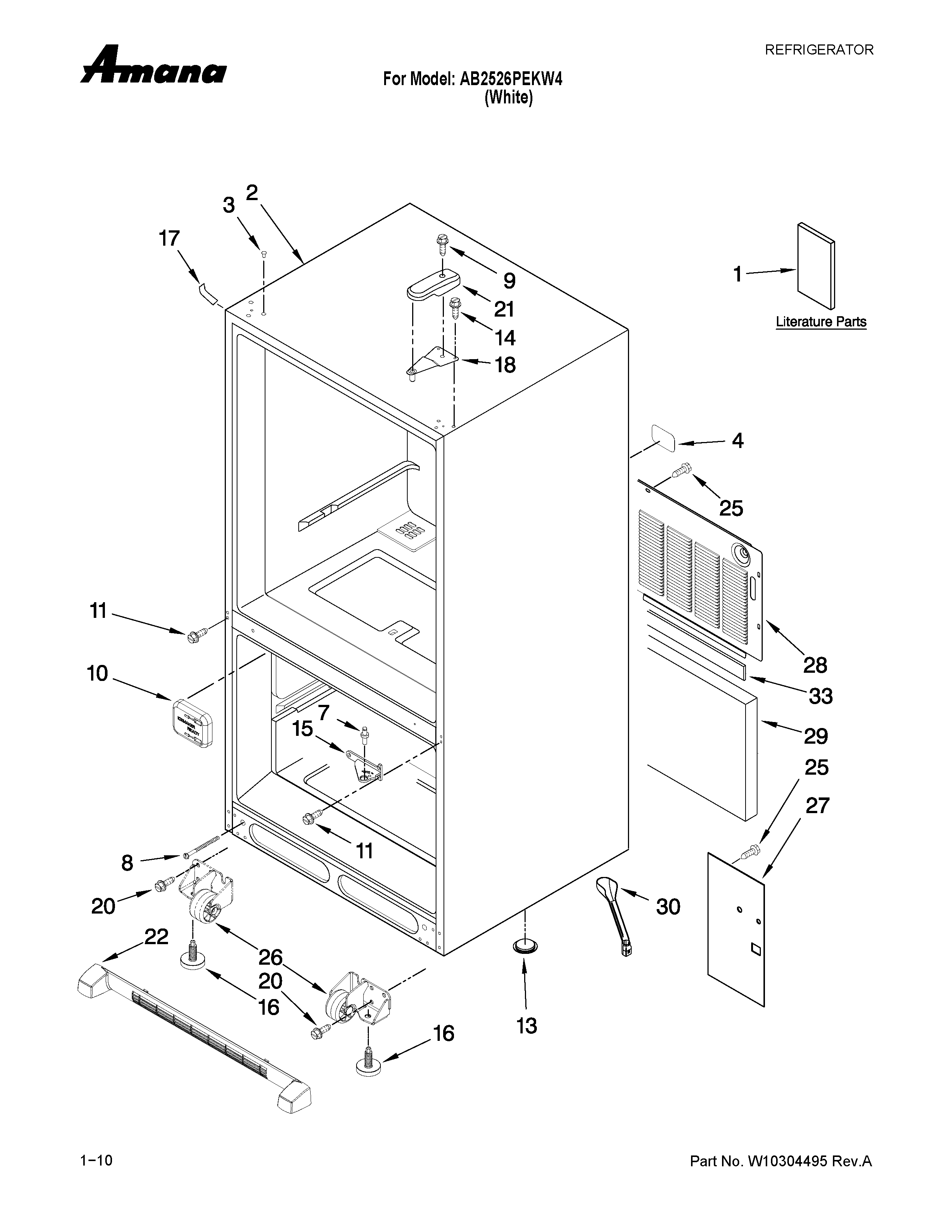 Amana AB2526PEKW4 cabinet parts diagram