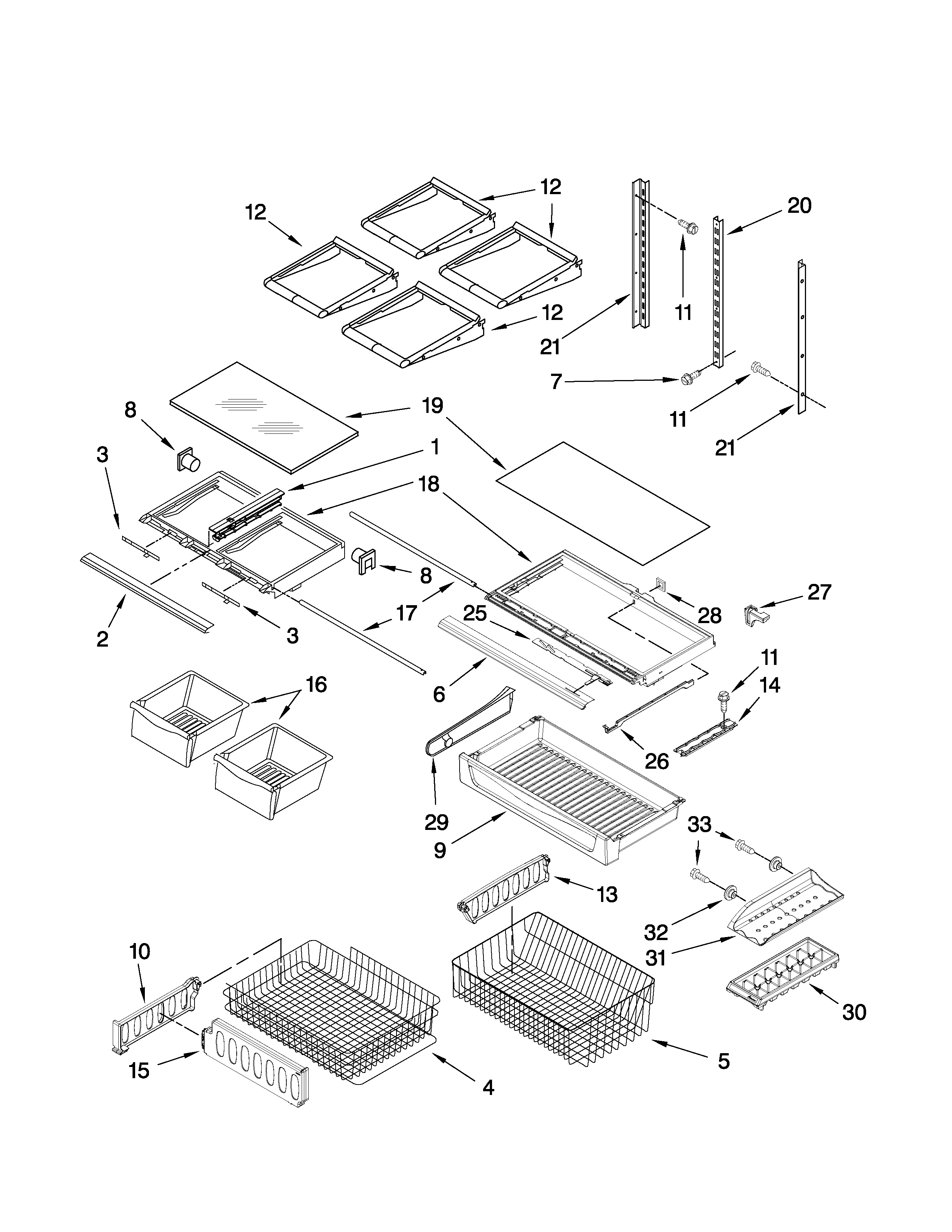 Amana AB2526PEKW4 shelf parts diagram