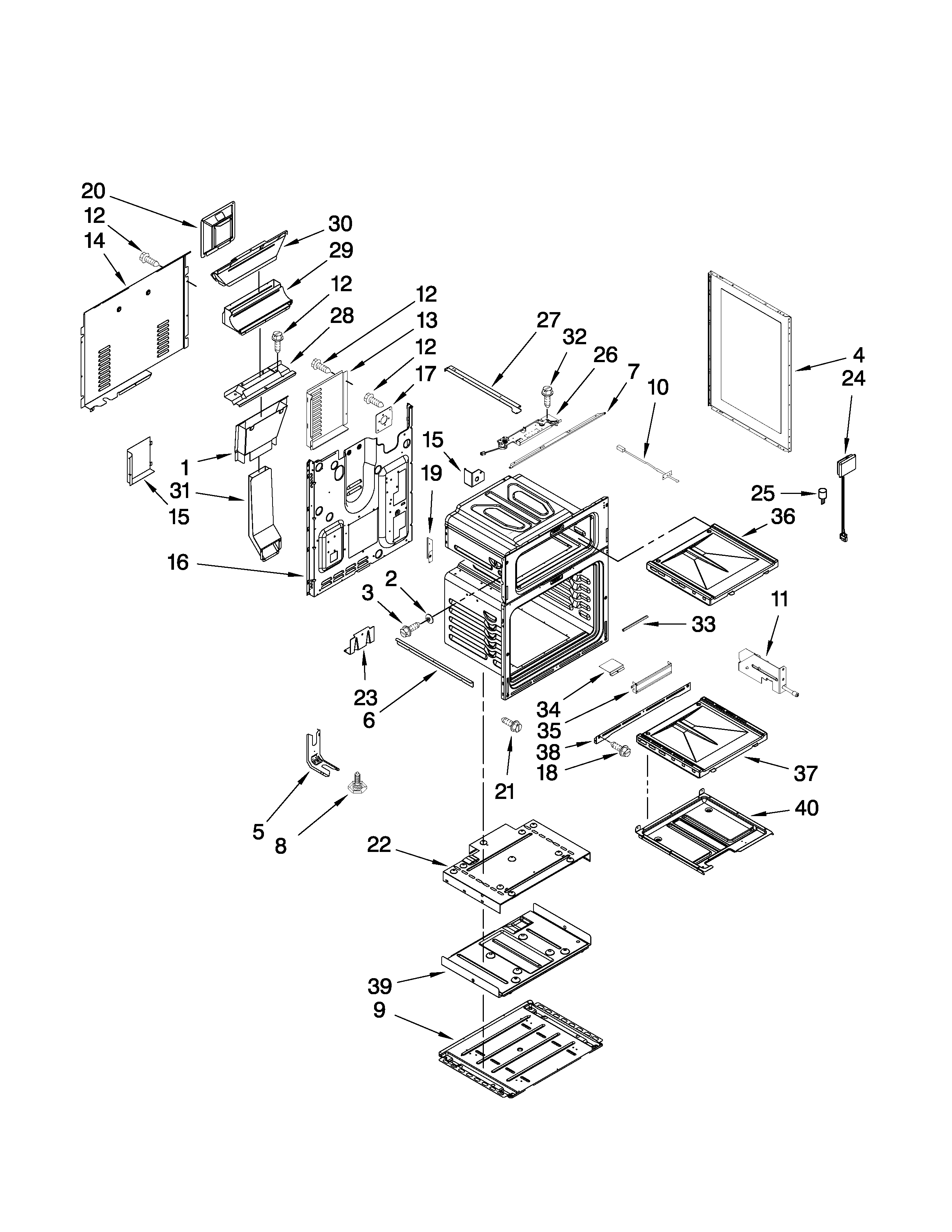 Maytag MGR6875ADW28 chassis parts diagram