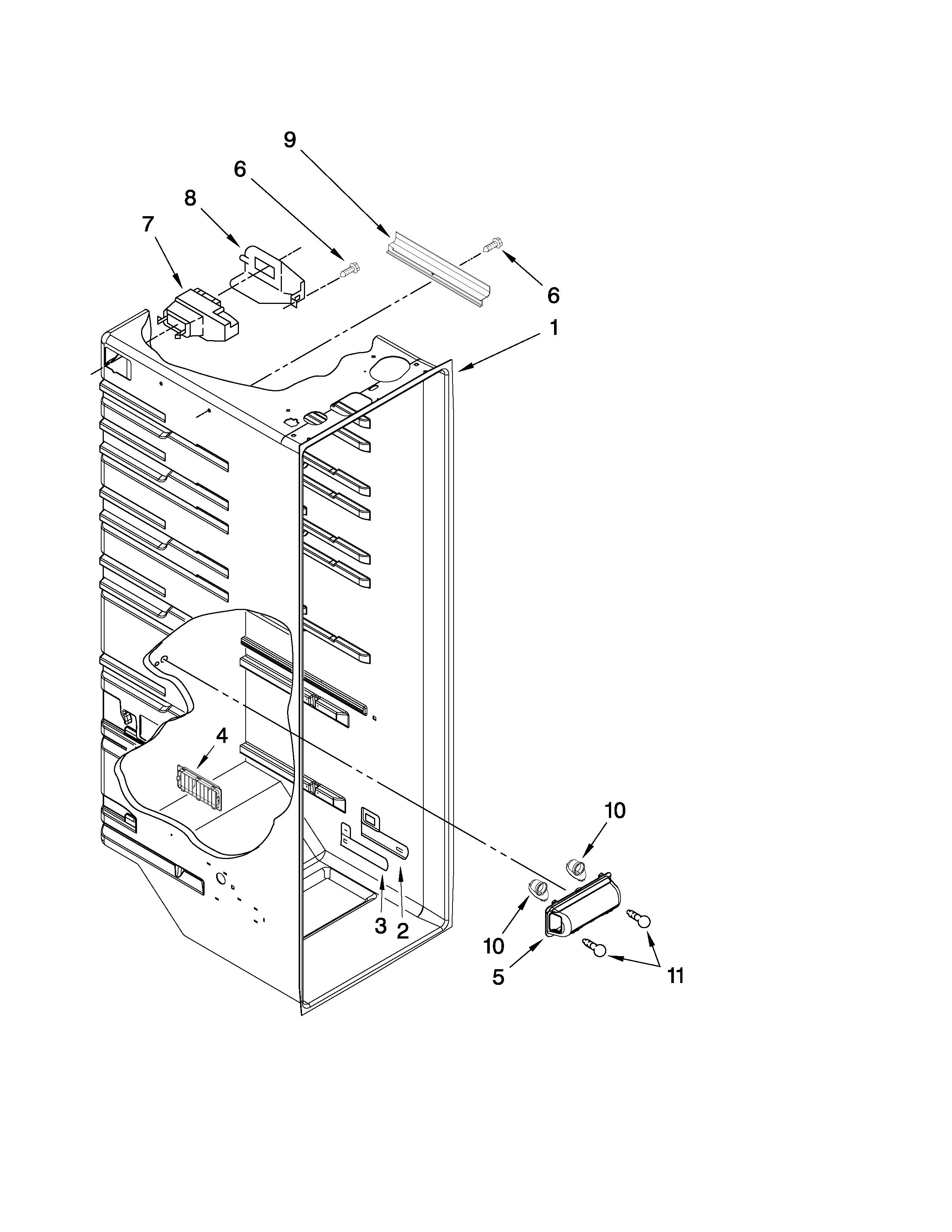 Maytag 5MS224NEWW00 refrigerator liner parts diagram