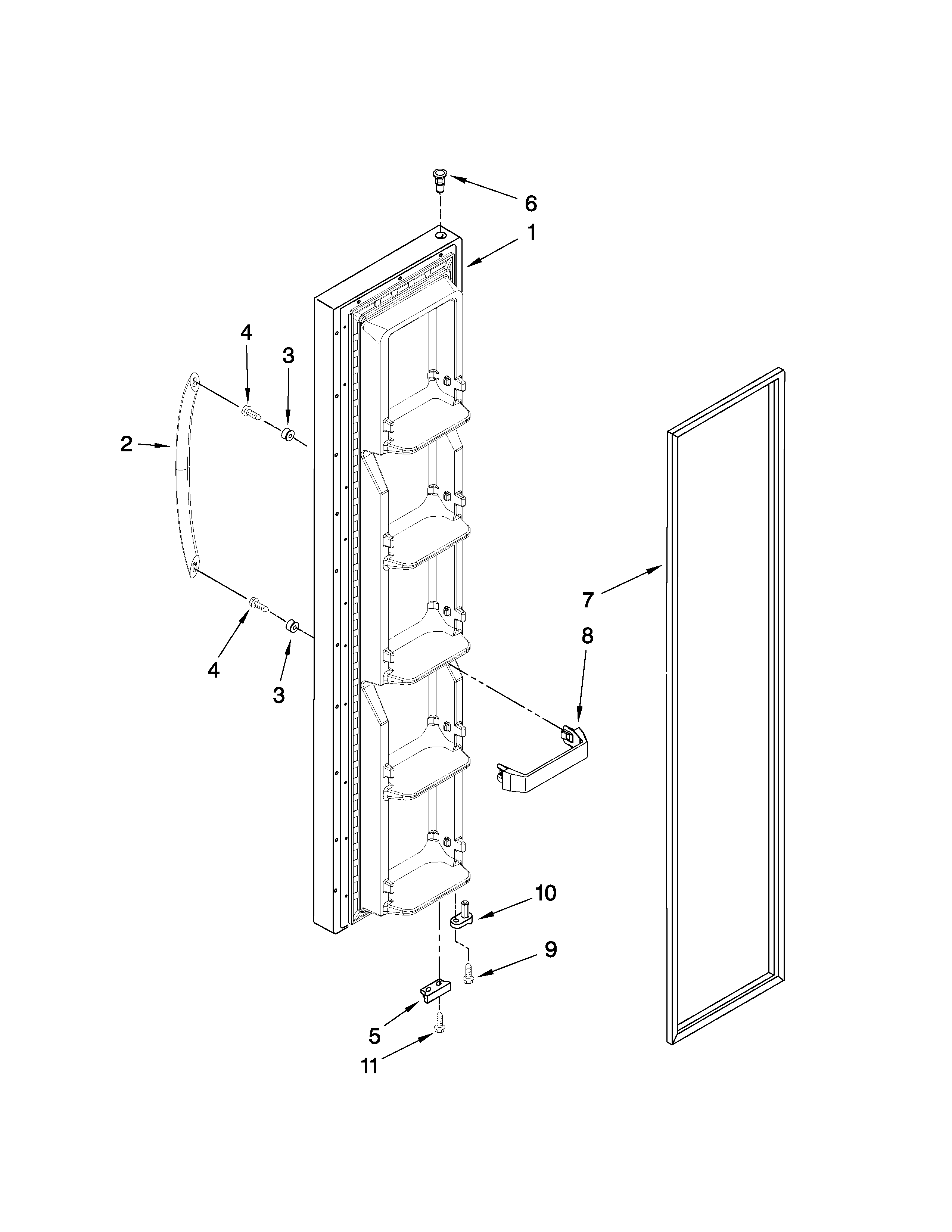 Maytag 5MS224NEWW00 freezer door parts diagram