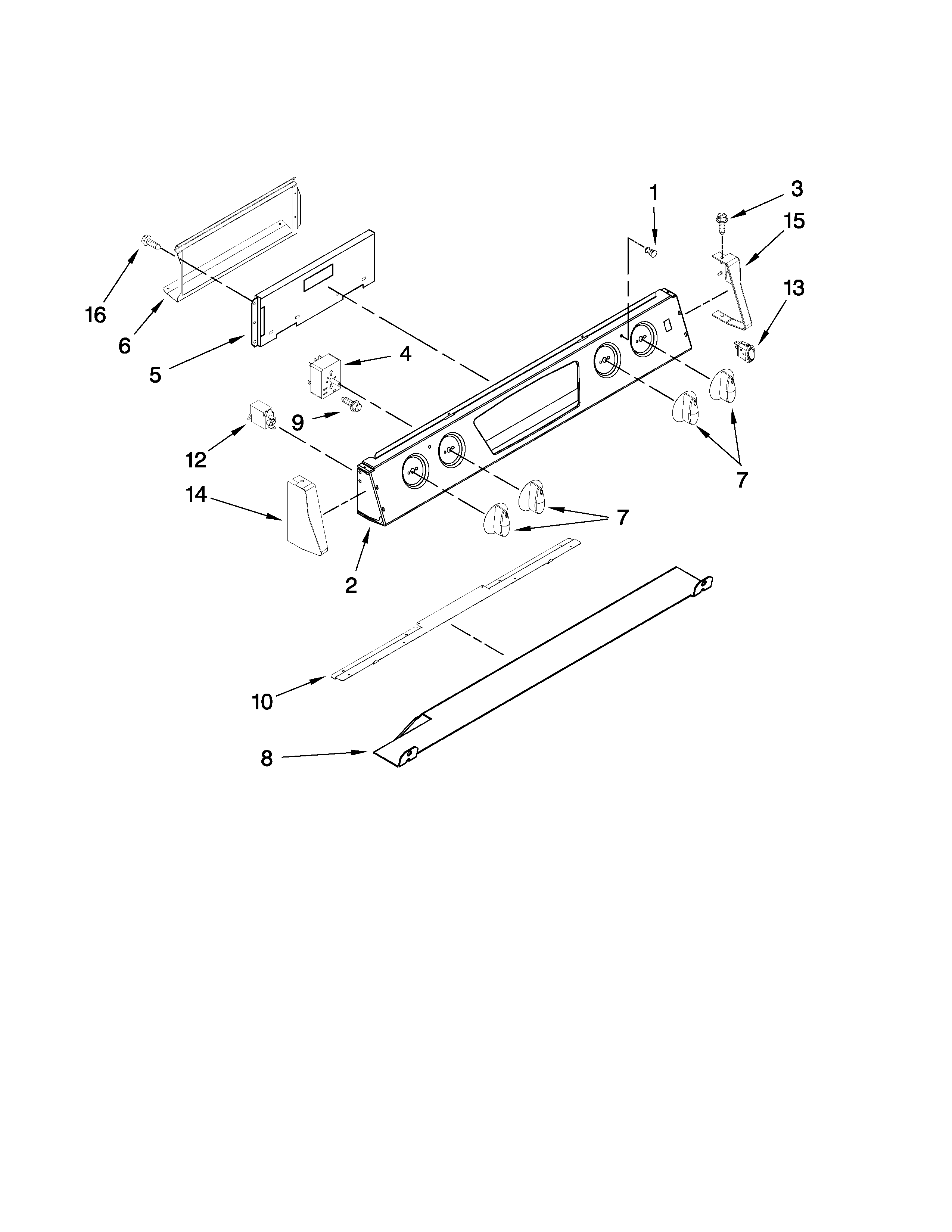 Amana AES3760BCS16 control panel parts diagram