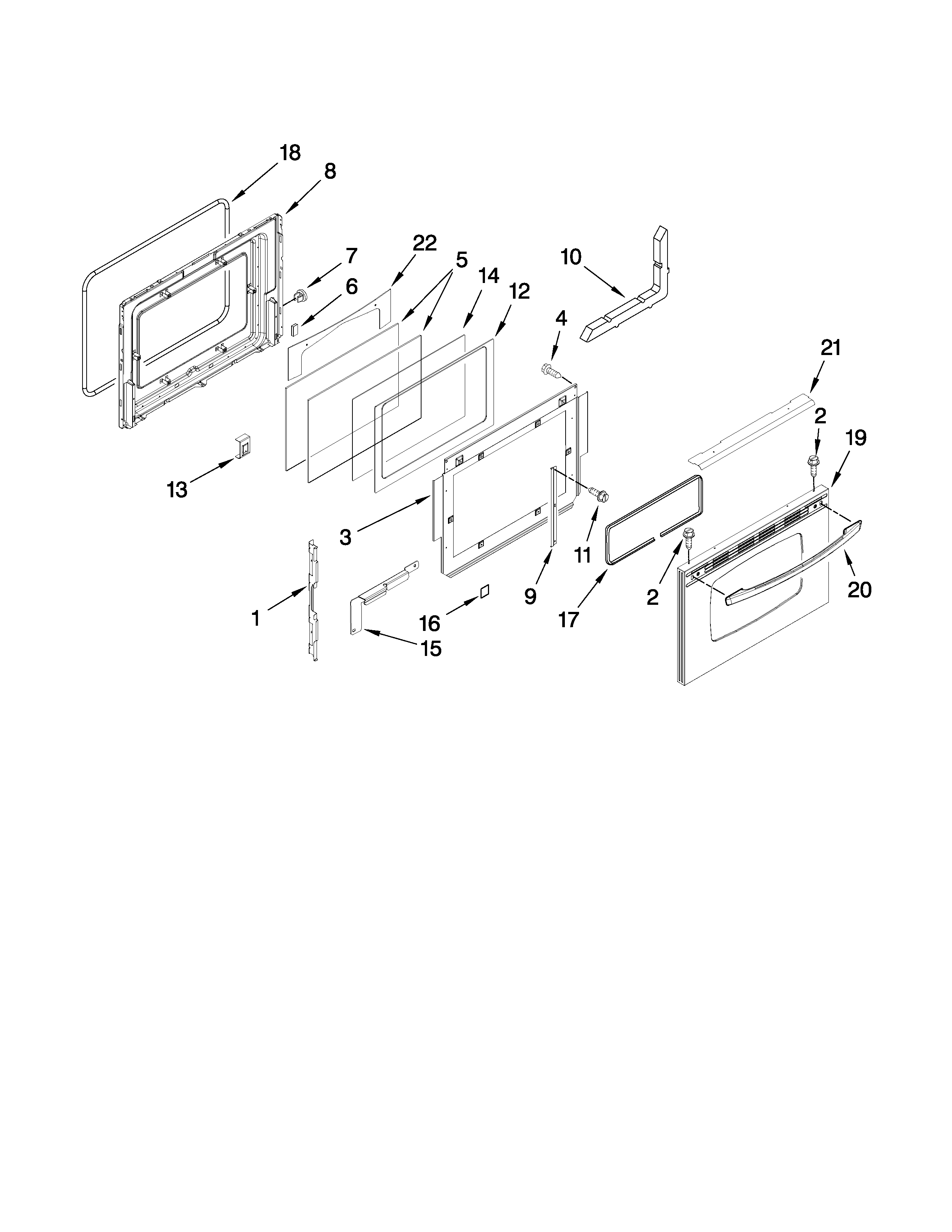 Amana AES3760BCS16 door parts diagram