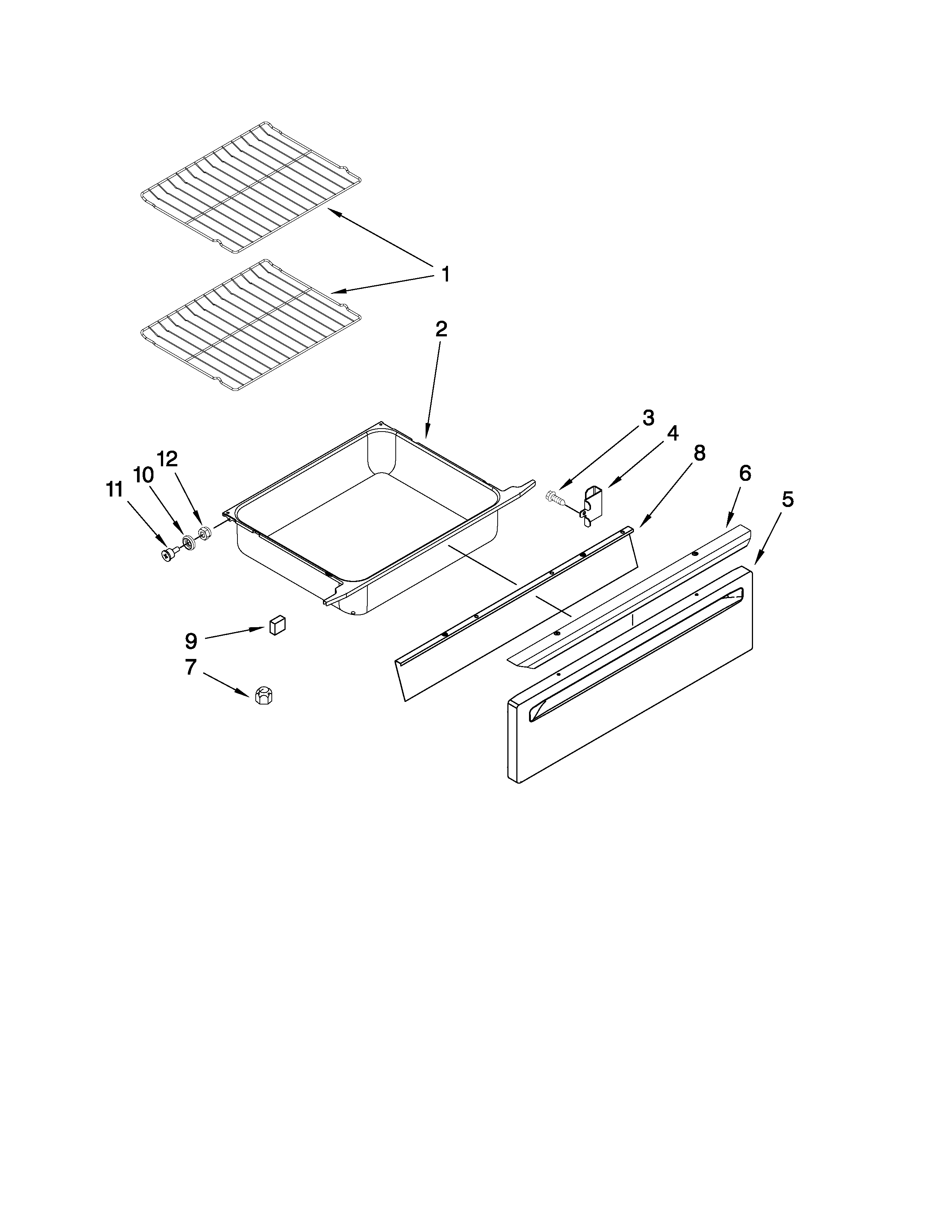 Amana AES3760BCS16 drawer and rack parts diagram
