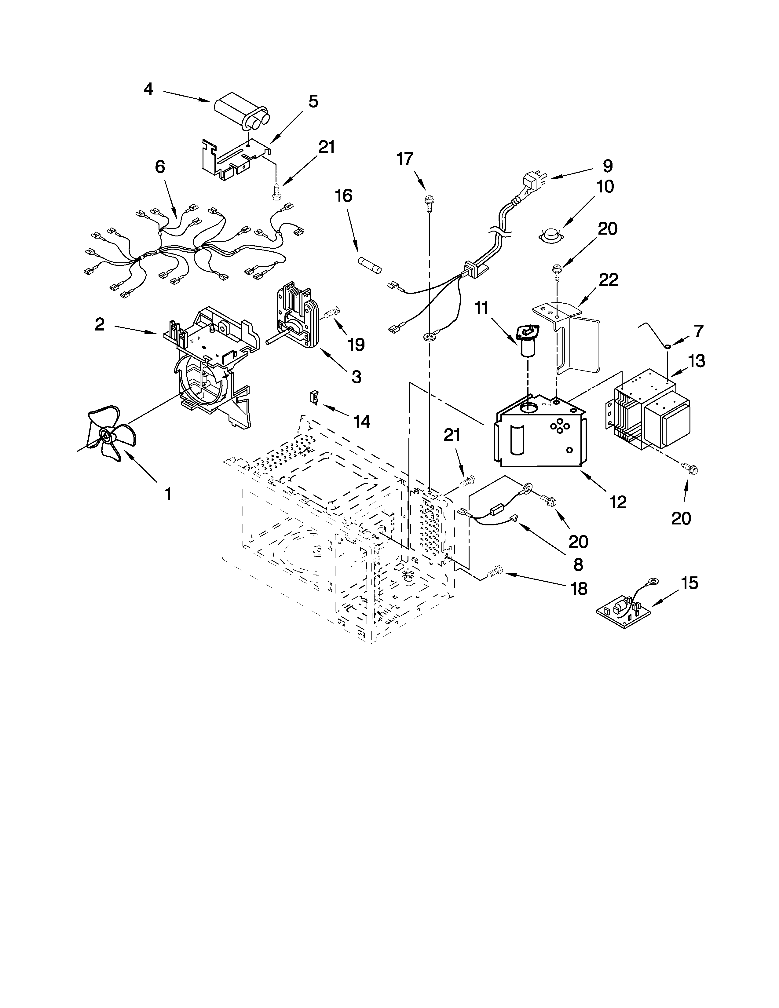 Whirlpool MT4155SPT4 oven interior parts diagram