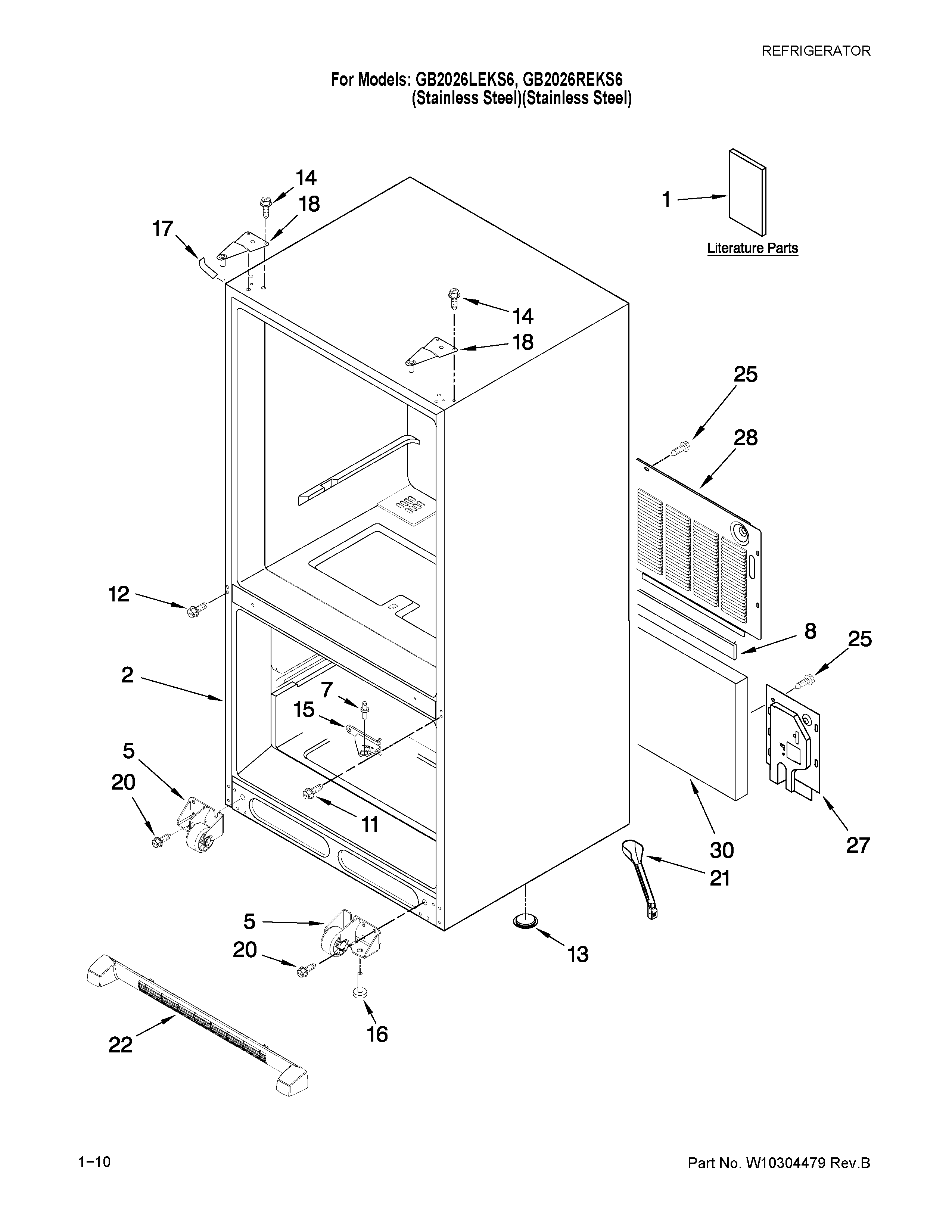 Amana GB2026LEKS6 cabinet parts diagram