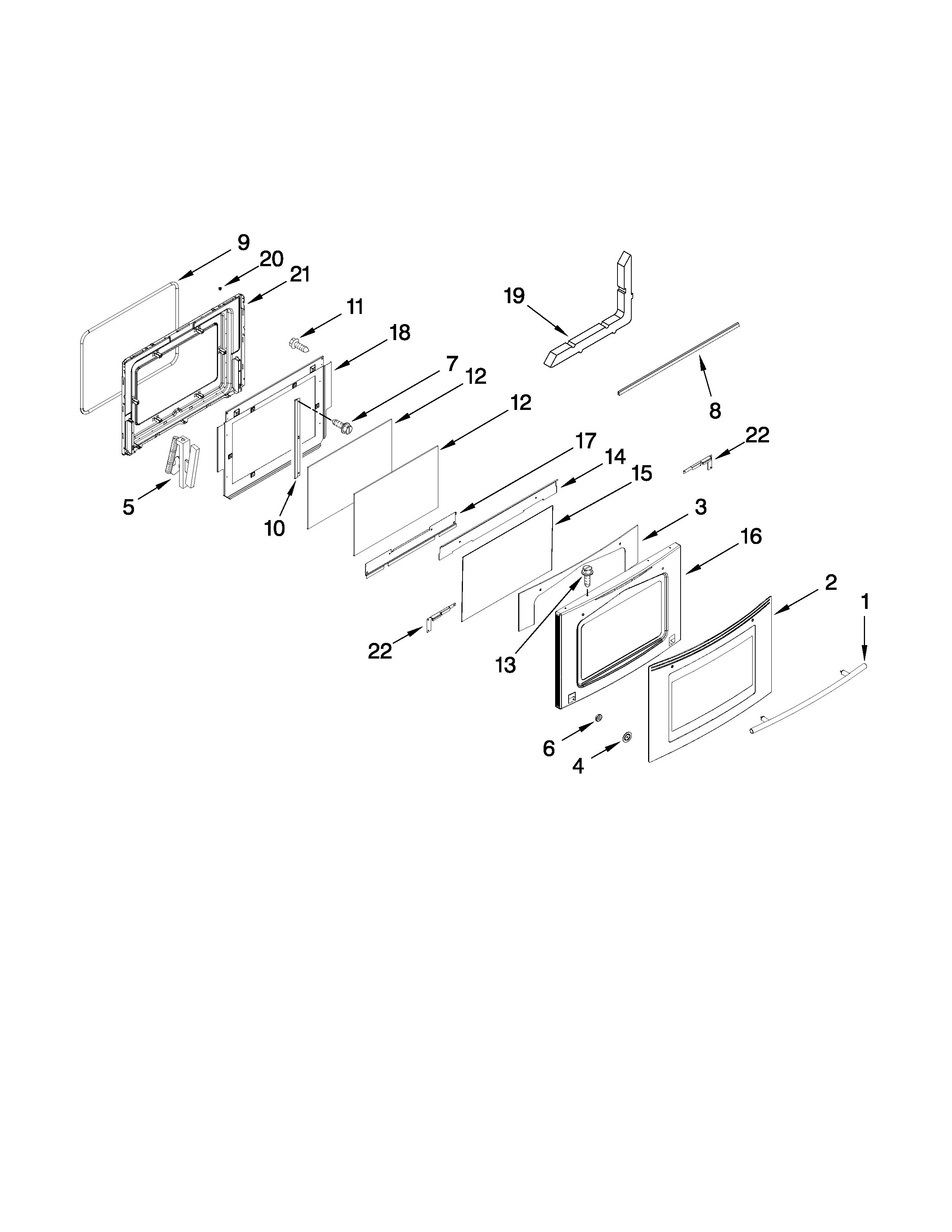 Jenn-Air JGS8750BDB16 door parts diagram