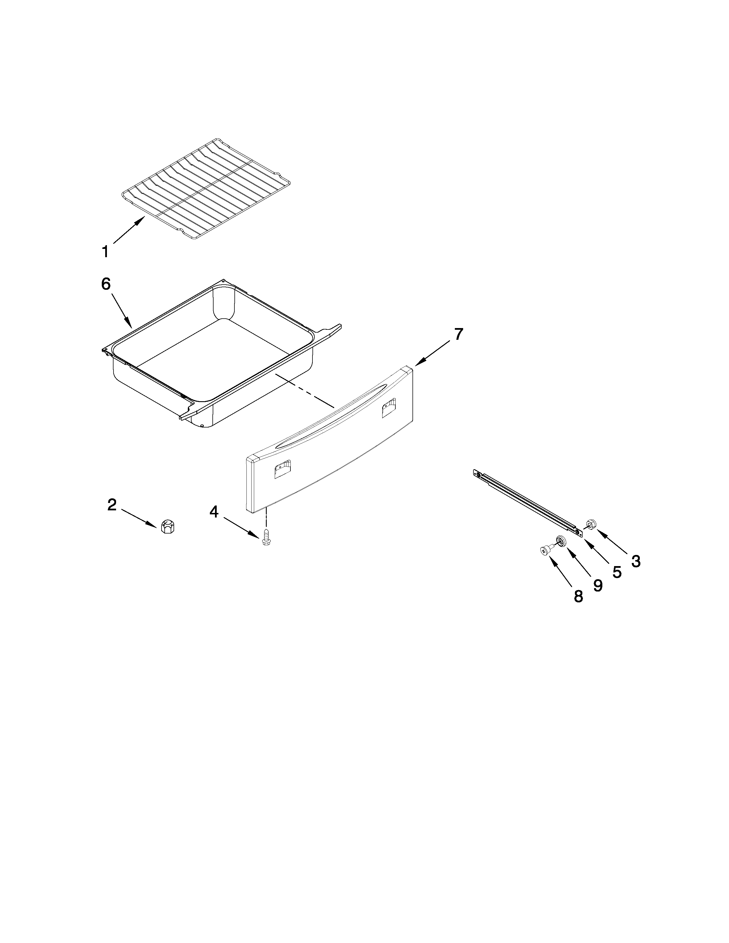 Jenn-Air JGS8750BDB16 drawer and rack parts diagram