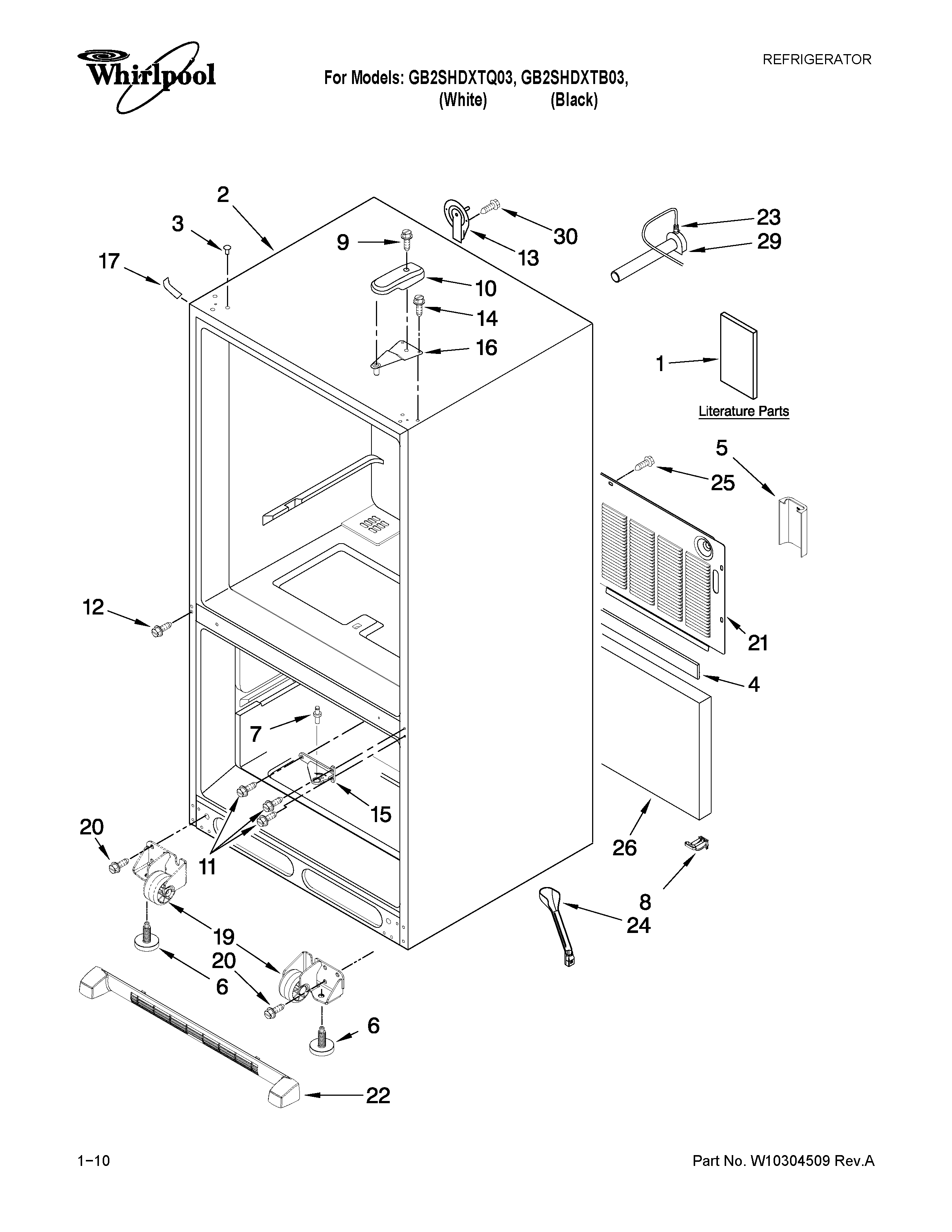 Whirlpool GB2SHDXTB03 cabinet parts diagram