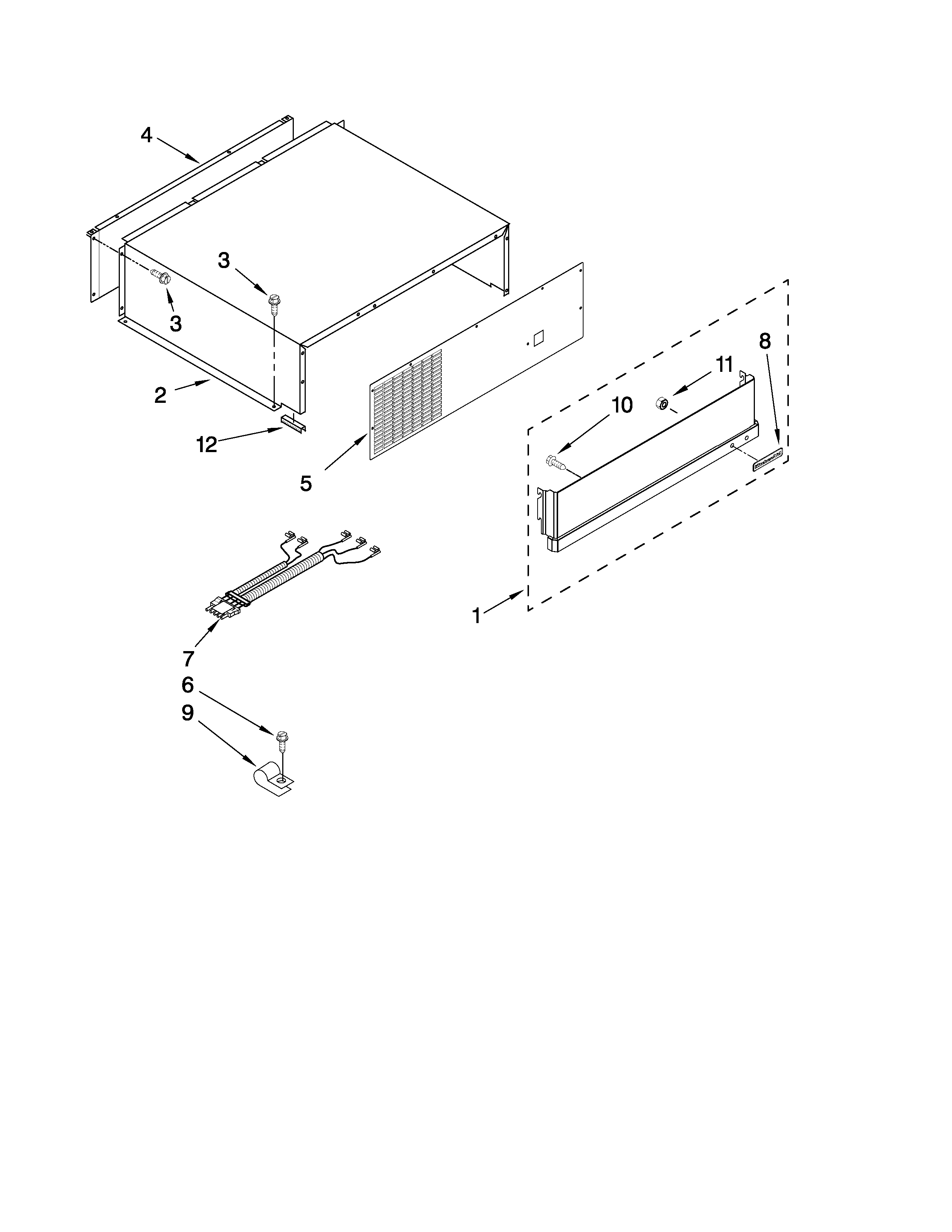 KitchenAid KSSC42FTS04 top grille and unit cover parts diagram