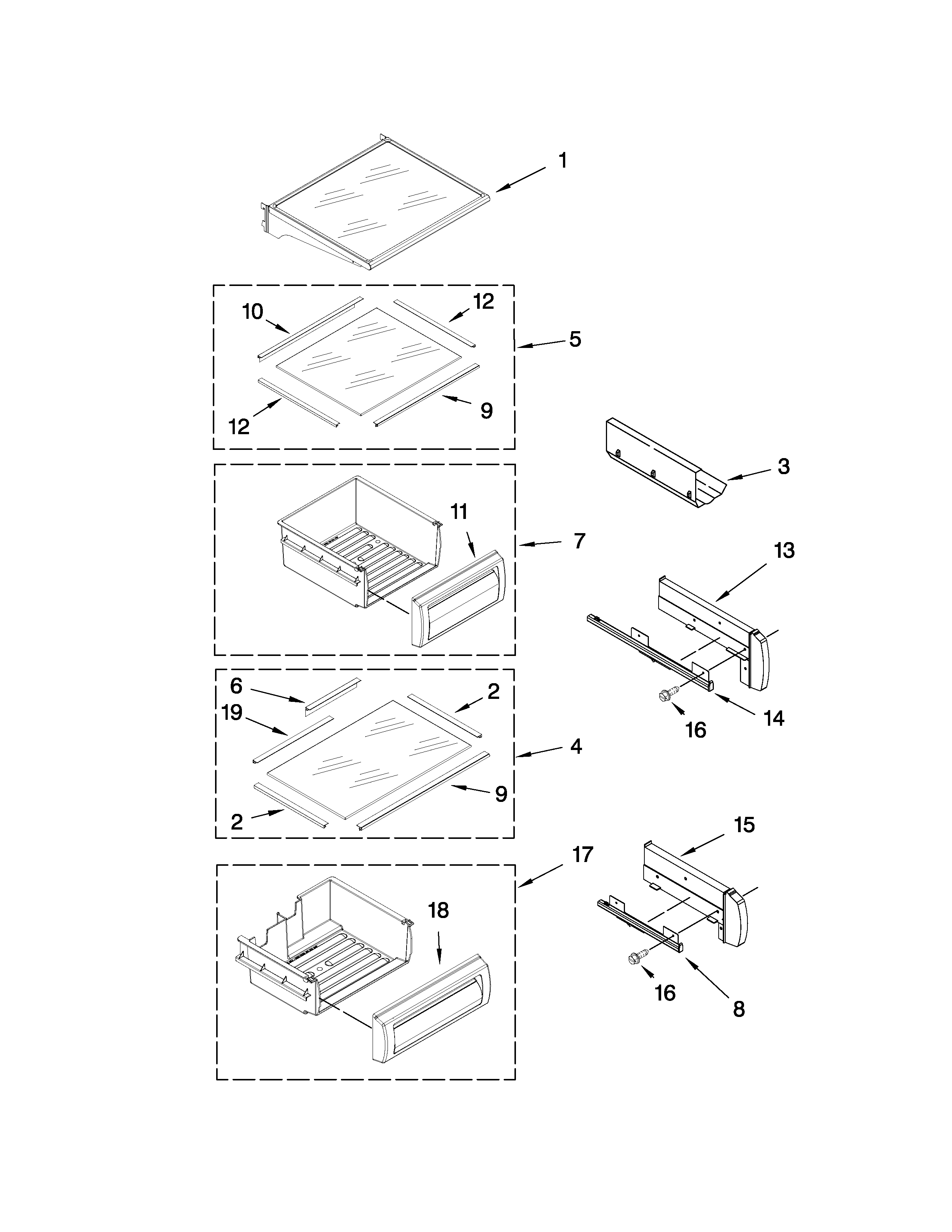 KitchenAid KSSC42FTS04 refrigerator shelf parts diagram