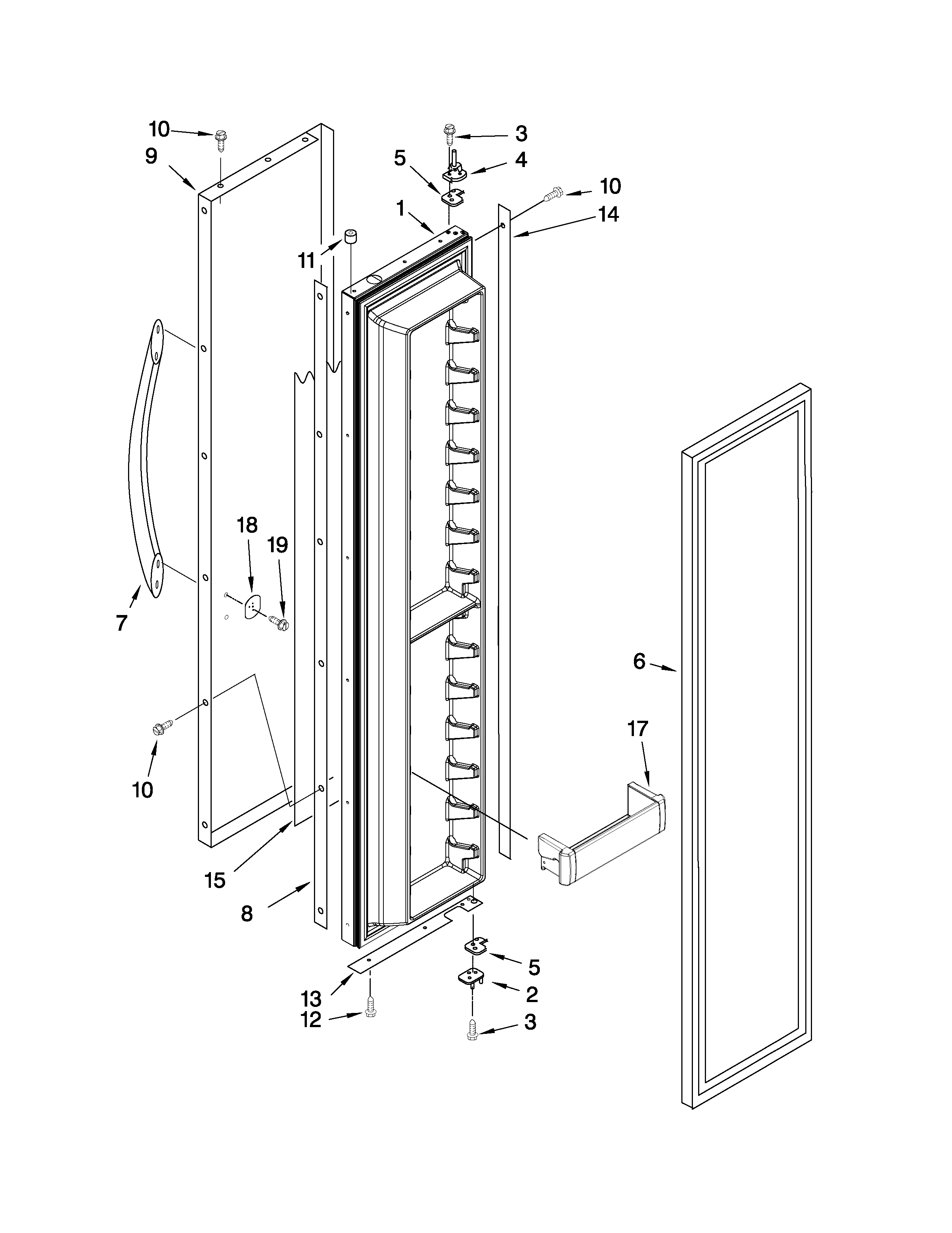 KitchenAid KSSC42FTS04 freezer door parts diagram