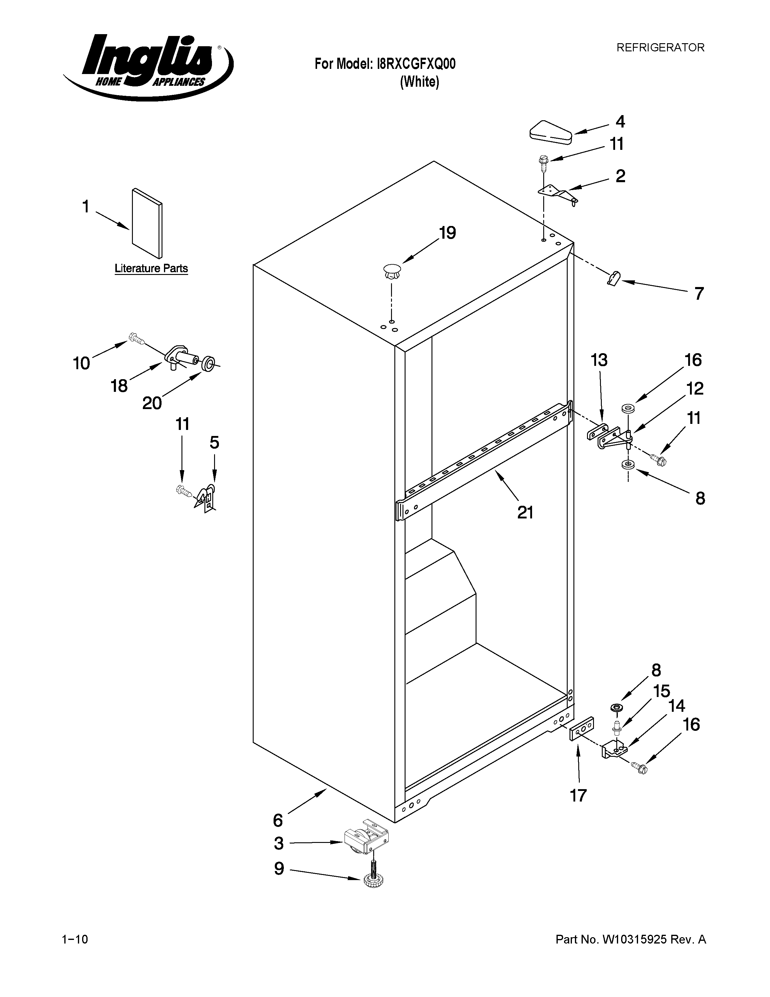 Inglis I8RXCGFXQ00 cabinet parts diagram