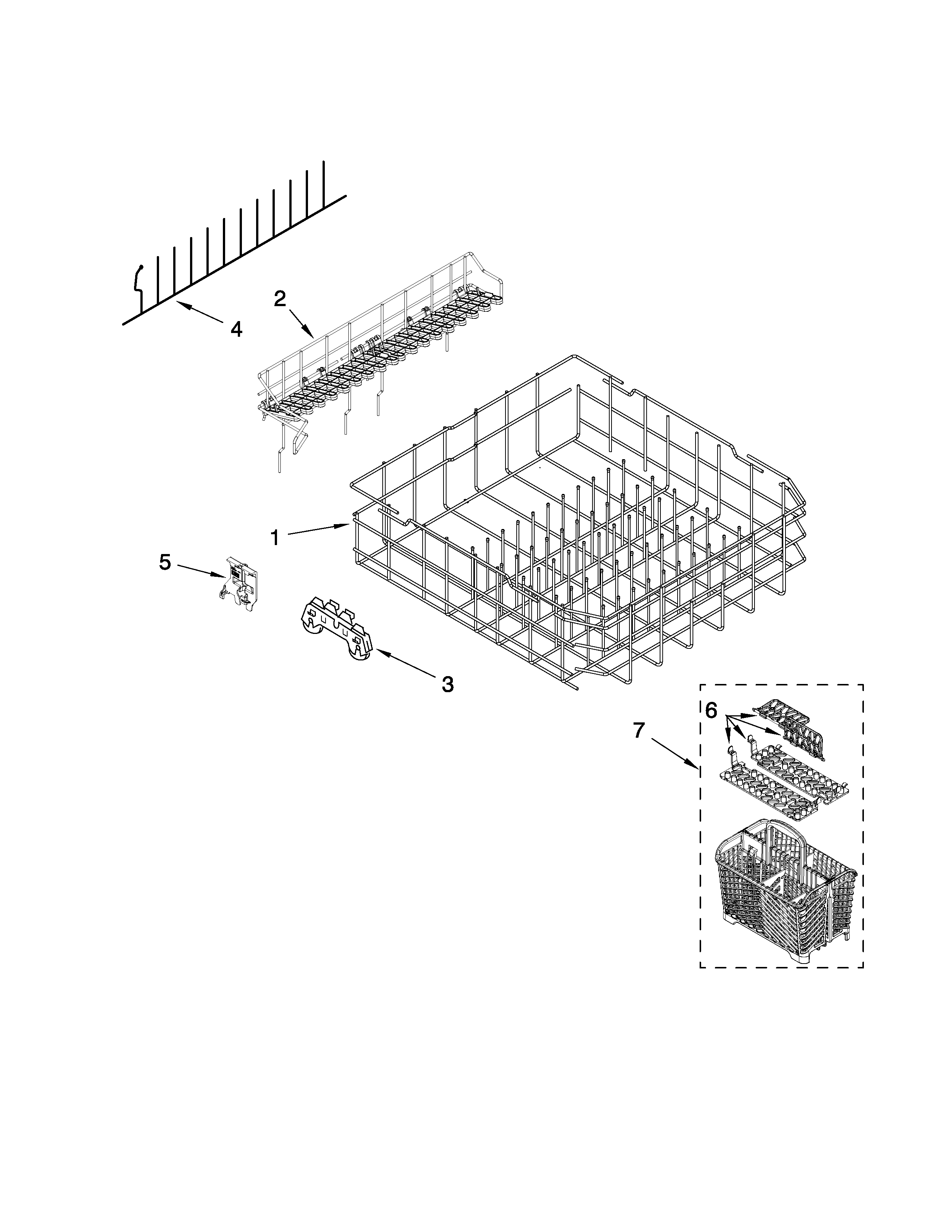Maytag MDB7709AWW1 lower rack parts diagram