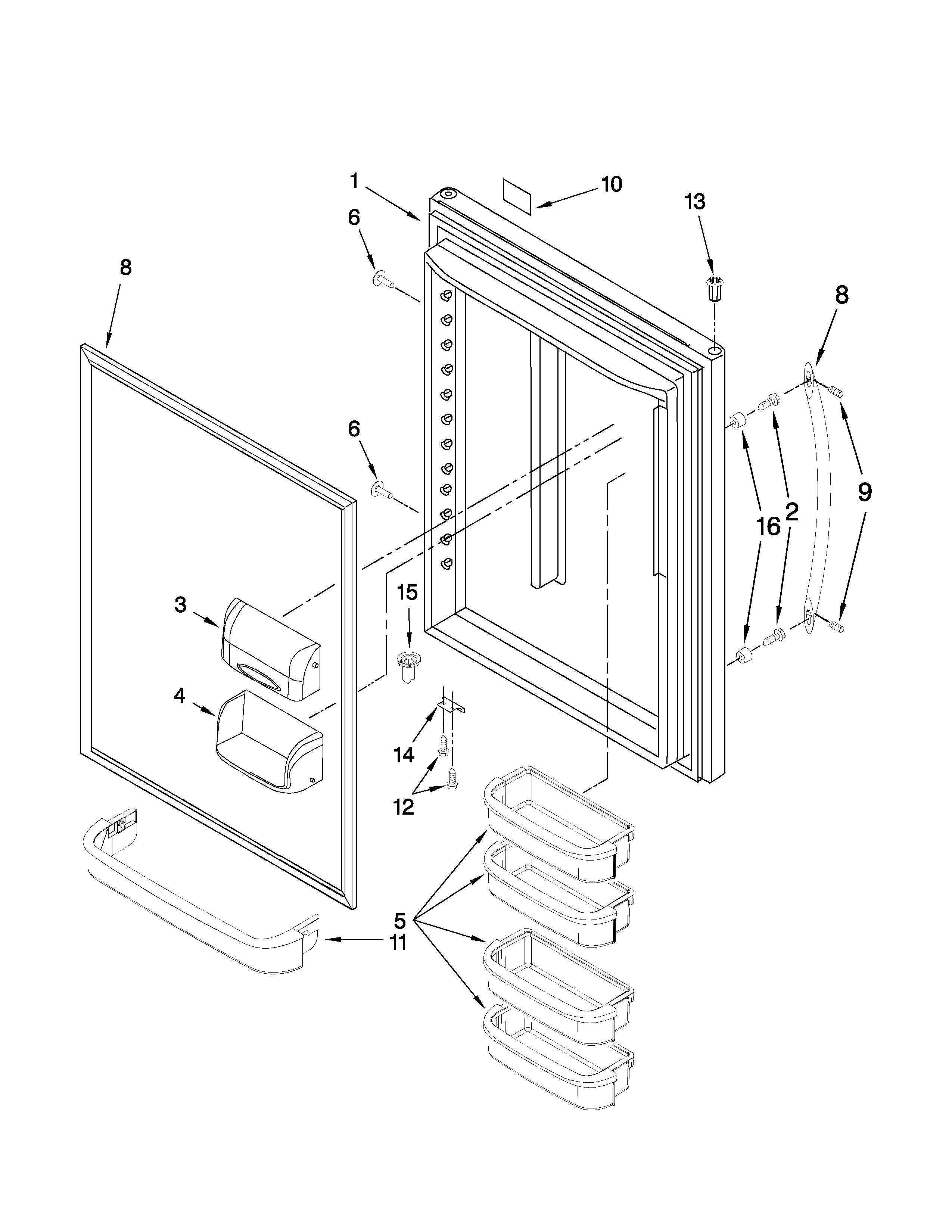 Whirlpool GB2SHDXTD02 refrigerator door parts diagram