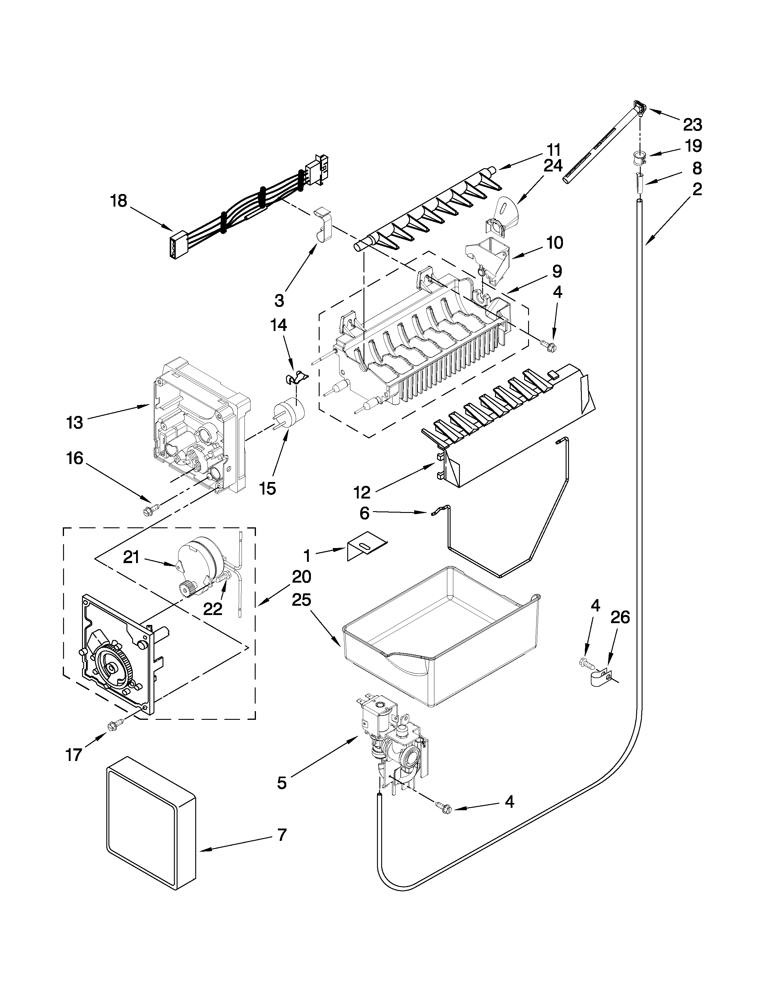 Whirlpool GB2SHDXTD02 icemaker parts diagram
